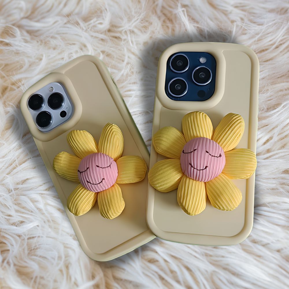 Neon Yellow Silicon With Sunflower Phone Cases
