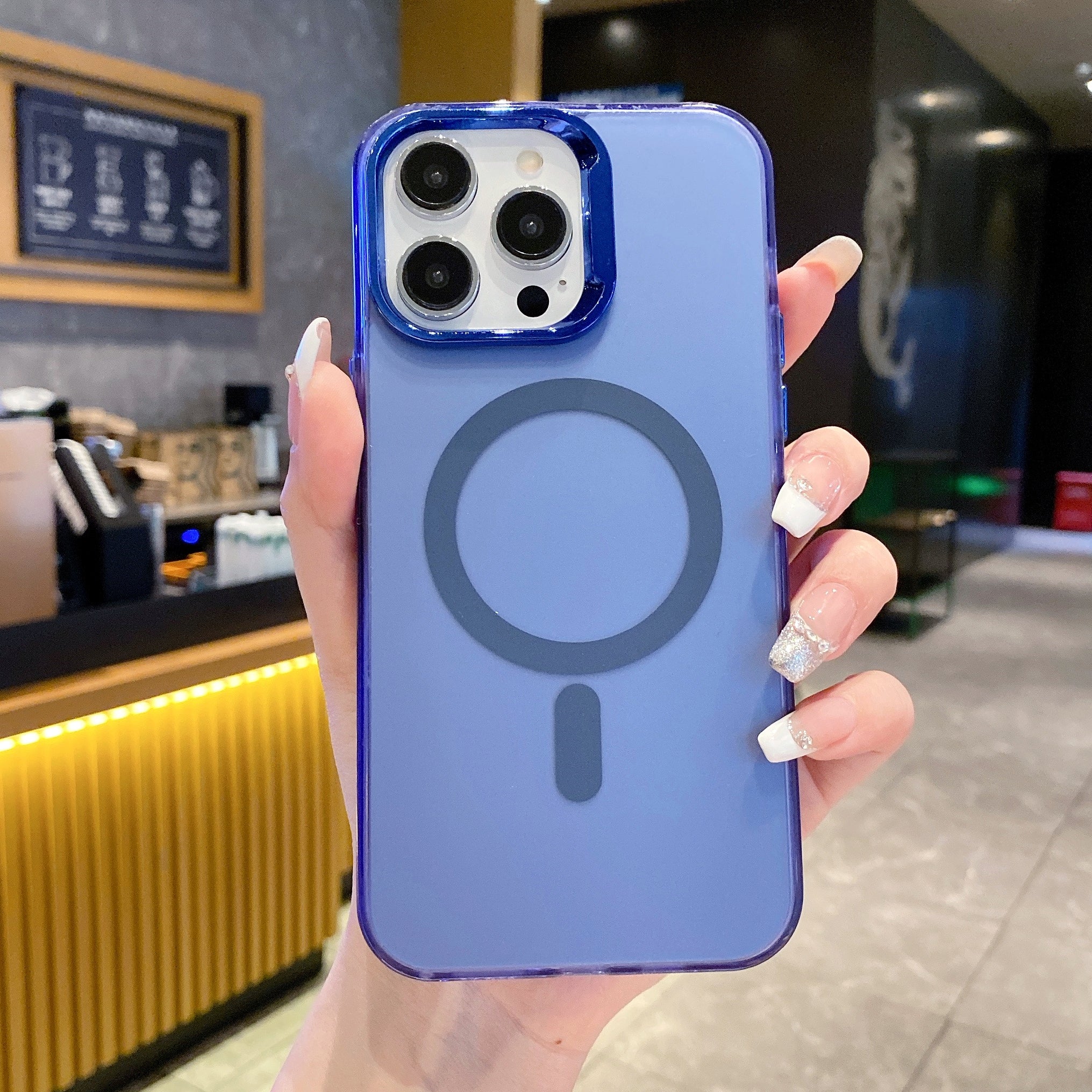 Blue Luxury Smoky Phone Case With Magsafe