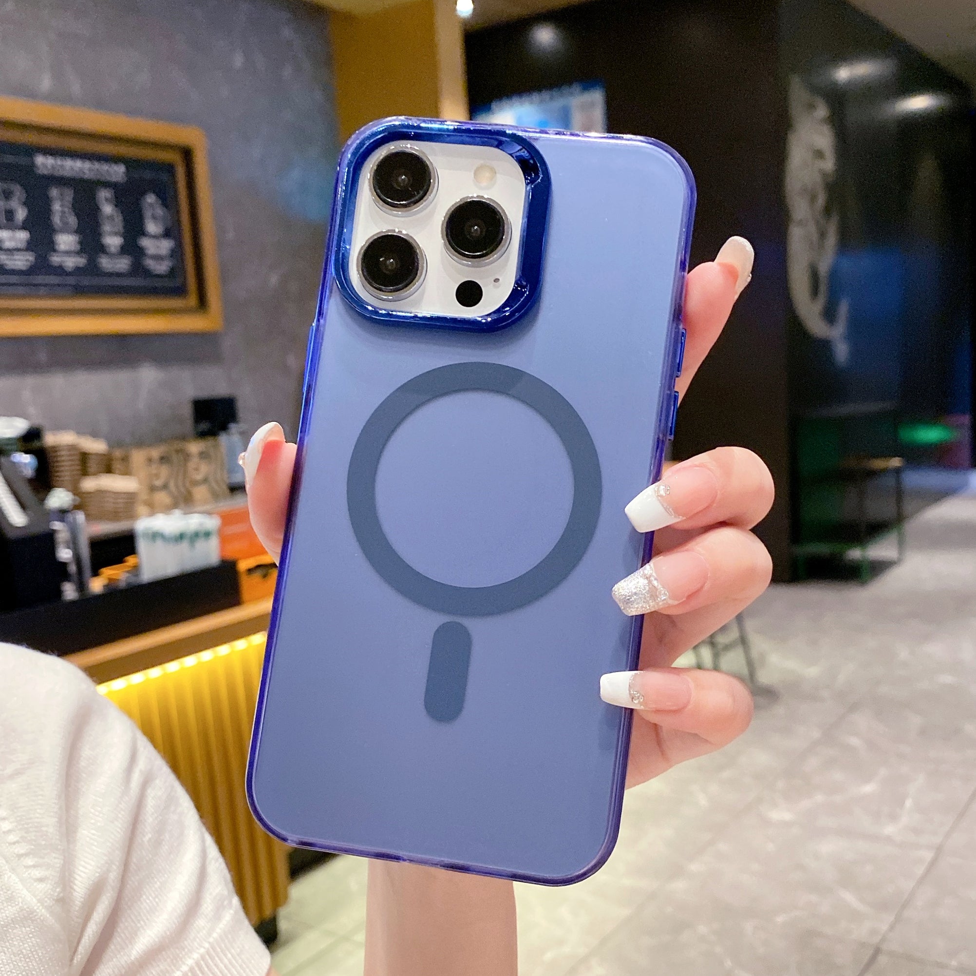 Blue Luxury Smoky Phone Case With Magsafe