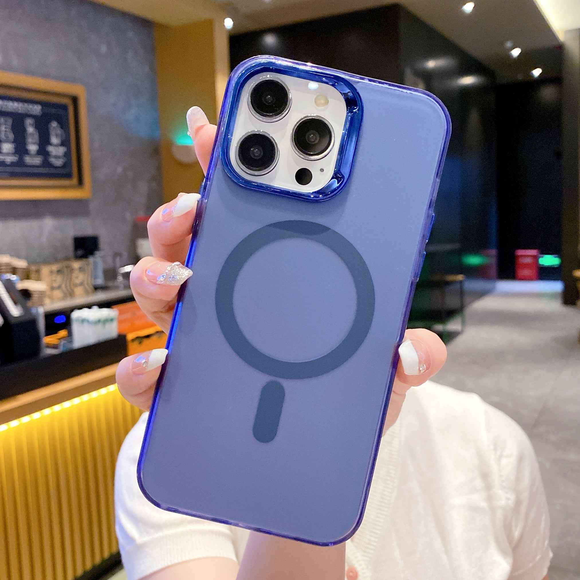 Blue Luxury Smoky Phone Case With Magsafe