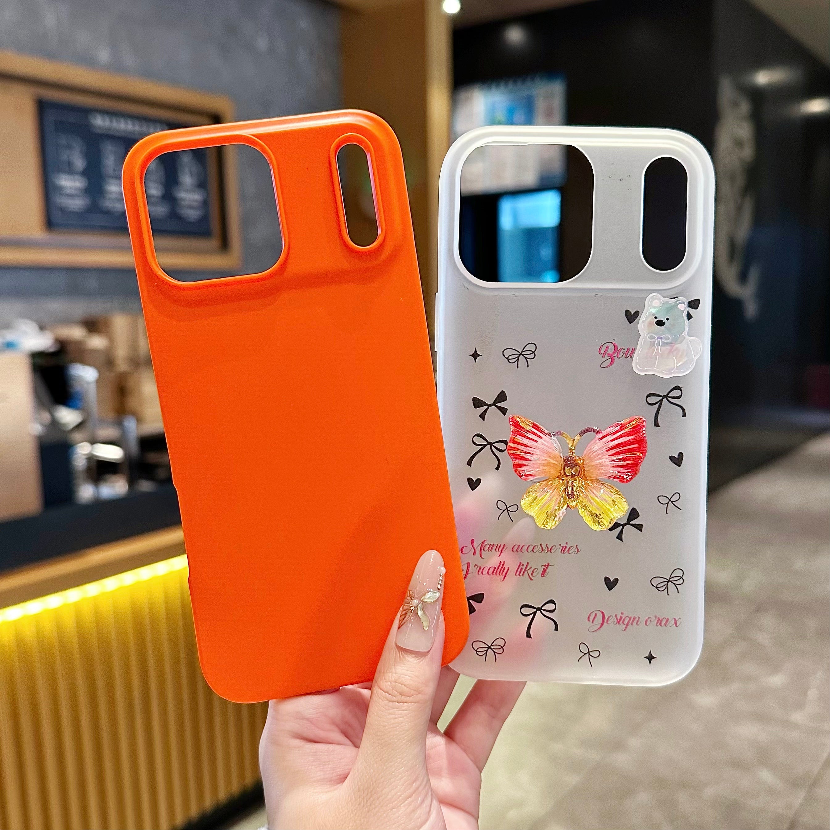 Sunbeam Flutter Aesthetic Luxury Yellow Butterfly & Bear Motif Silicone Phone Case
