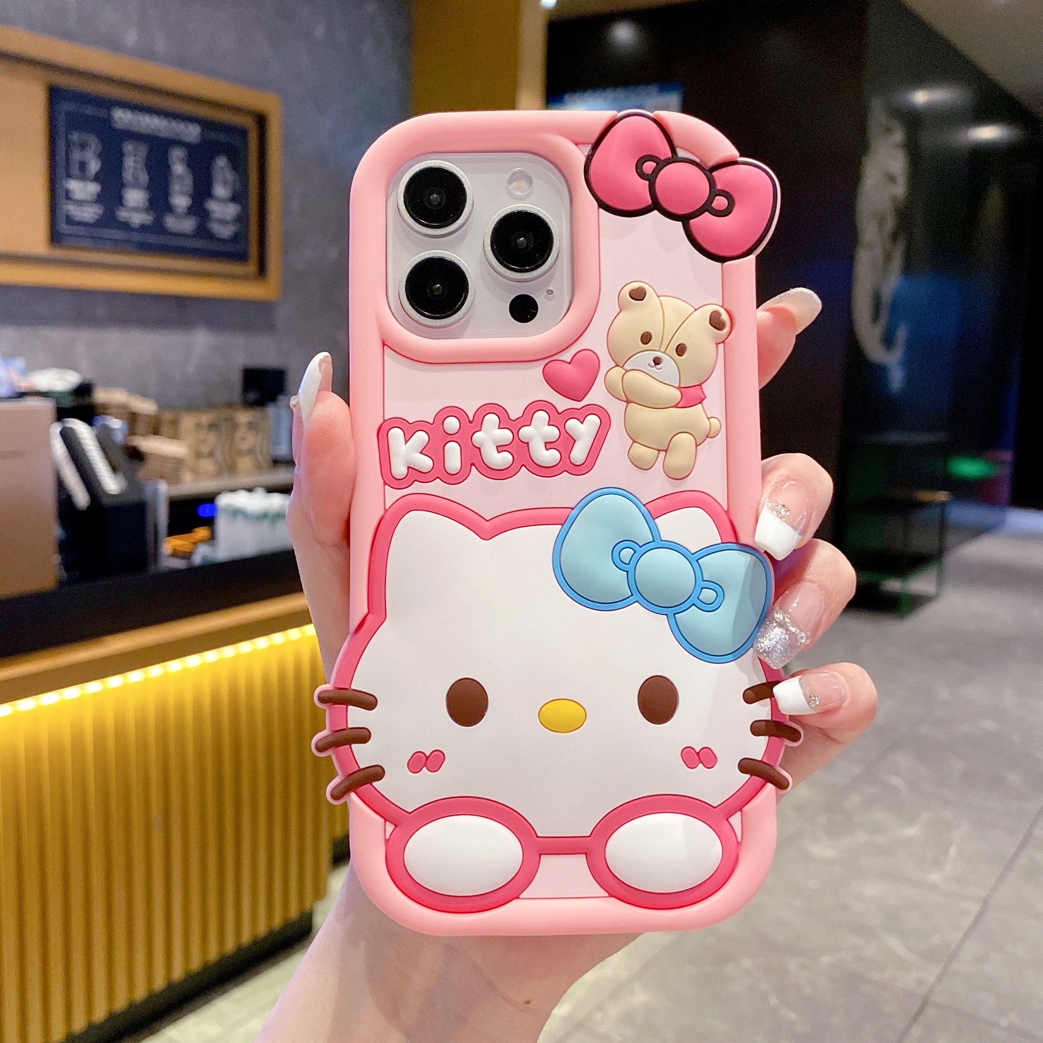 Bow Bear Kitty Silicon Phone Case For iPhone