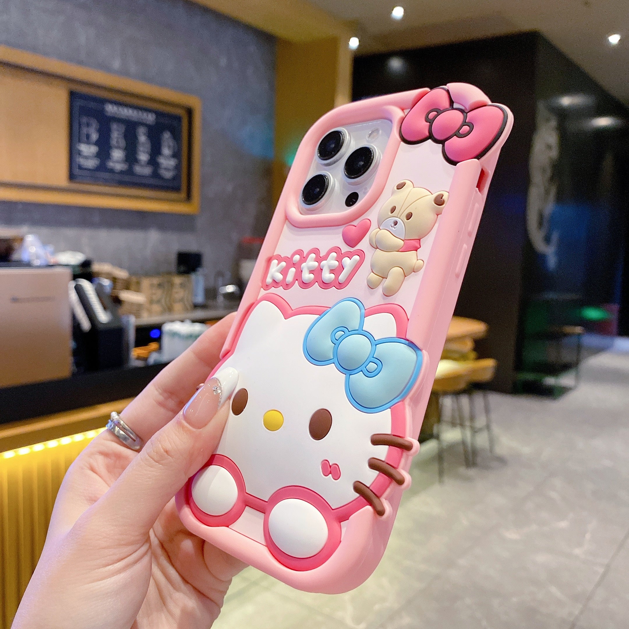 Bow Bear Kitty Silicon Phone Case For iPhone