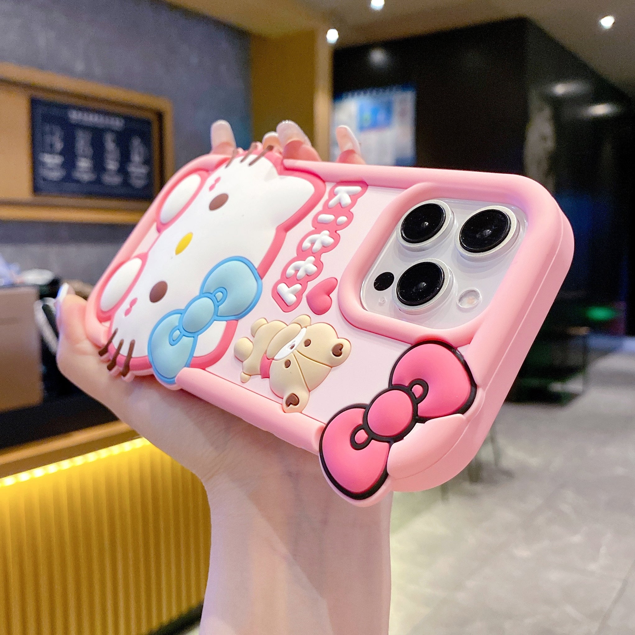 Bow Bear Kitty Silicon Phone Case For iPhone
