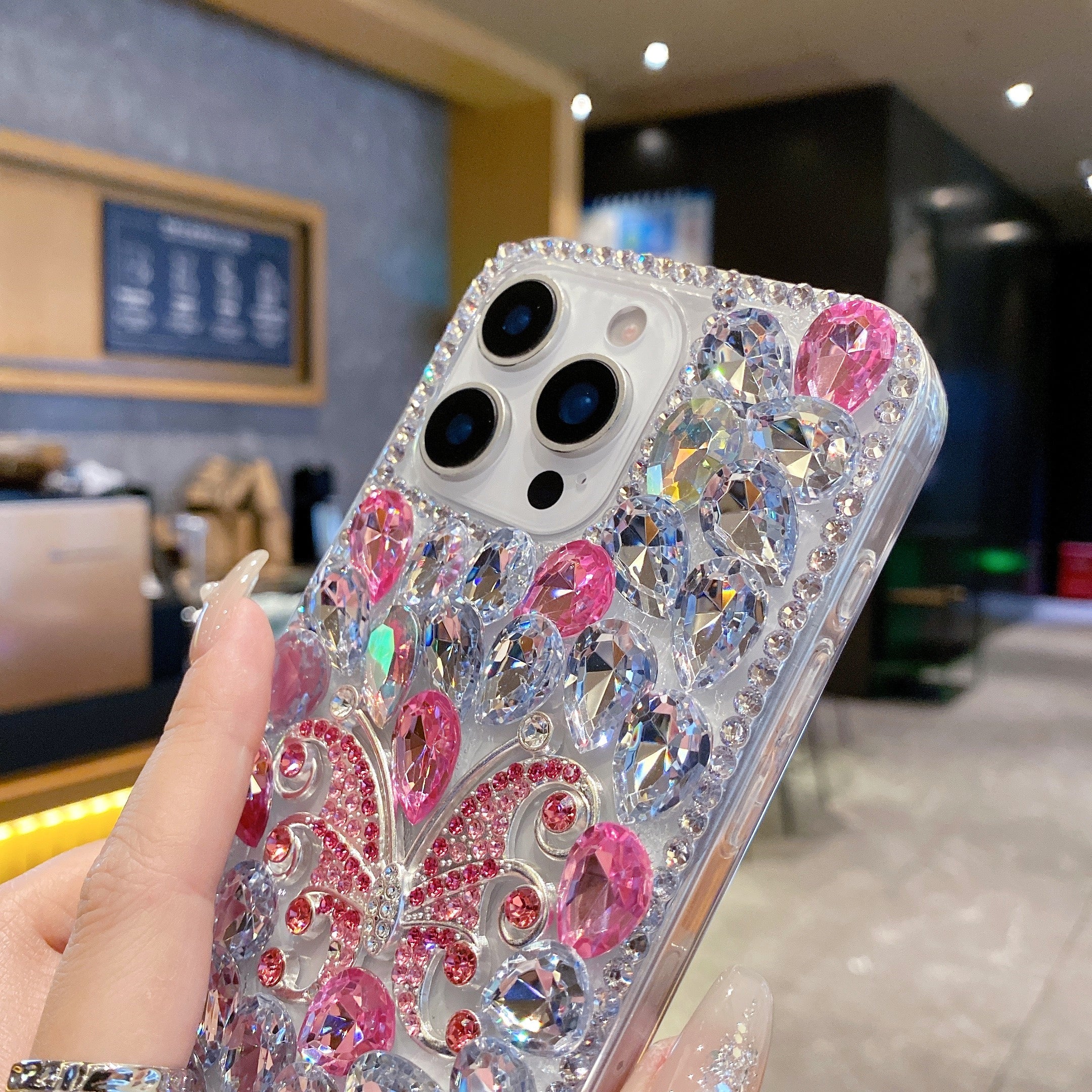 Luxury Crystal Diamond Butterfly Bling Phone Case For iPhone 13
