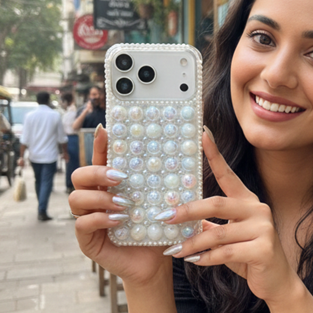 Mermaid Core Pearl Case - Glow-in-the-Light Bubble Texture with Pearl Camera Guard Phone Case For iPhone 16 pro