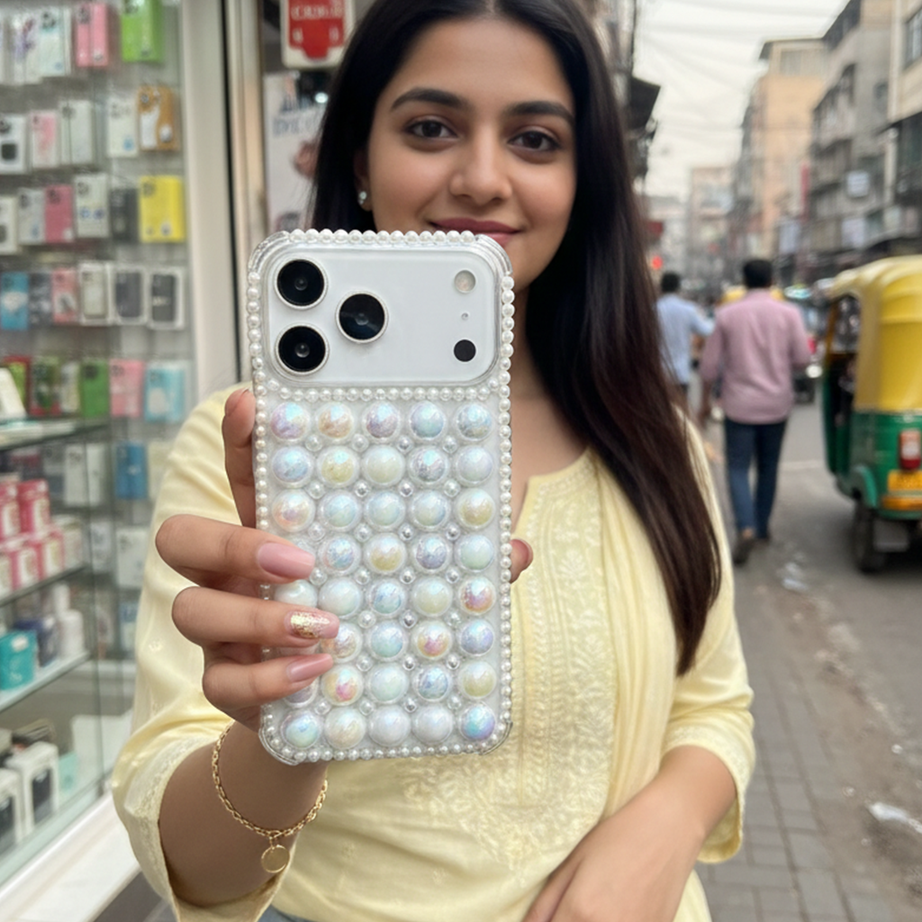 Mermaid Core Pearl Case - Glow-in-the-Light Bubble Texture with Pearl Camera Guard Phone Case For iPhone 16 pro