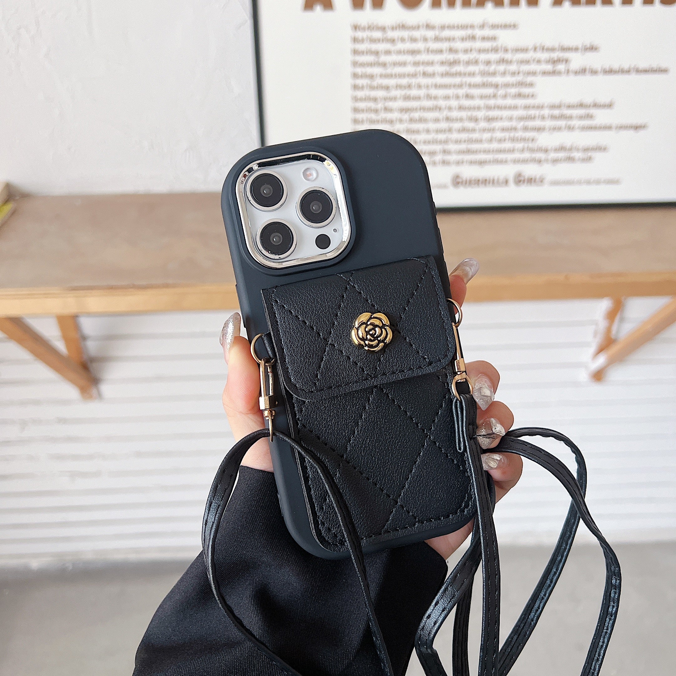 Black Silicon Phone Case With Card-Cash Wallet