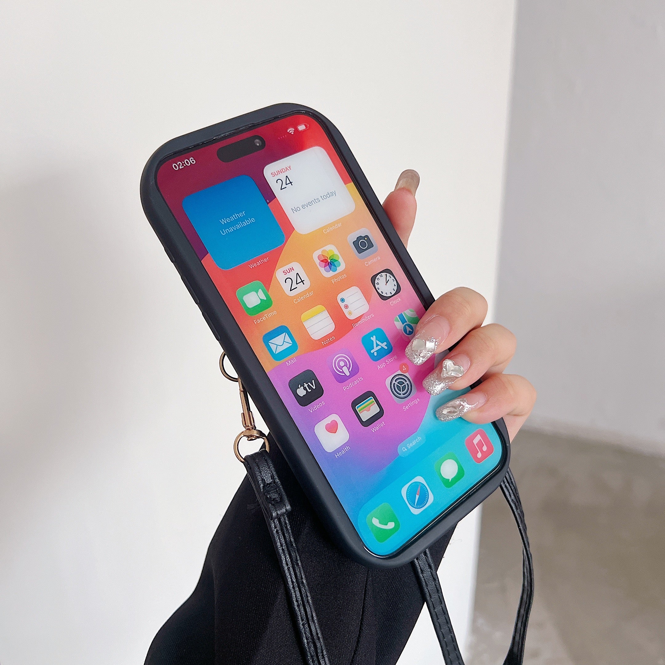 Black Silicon Phone Case With Card-Cash Wallet
