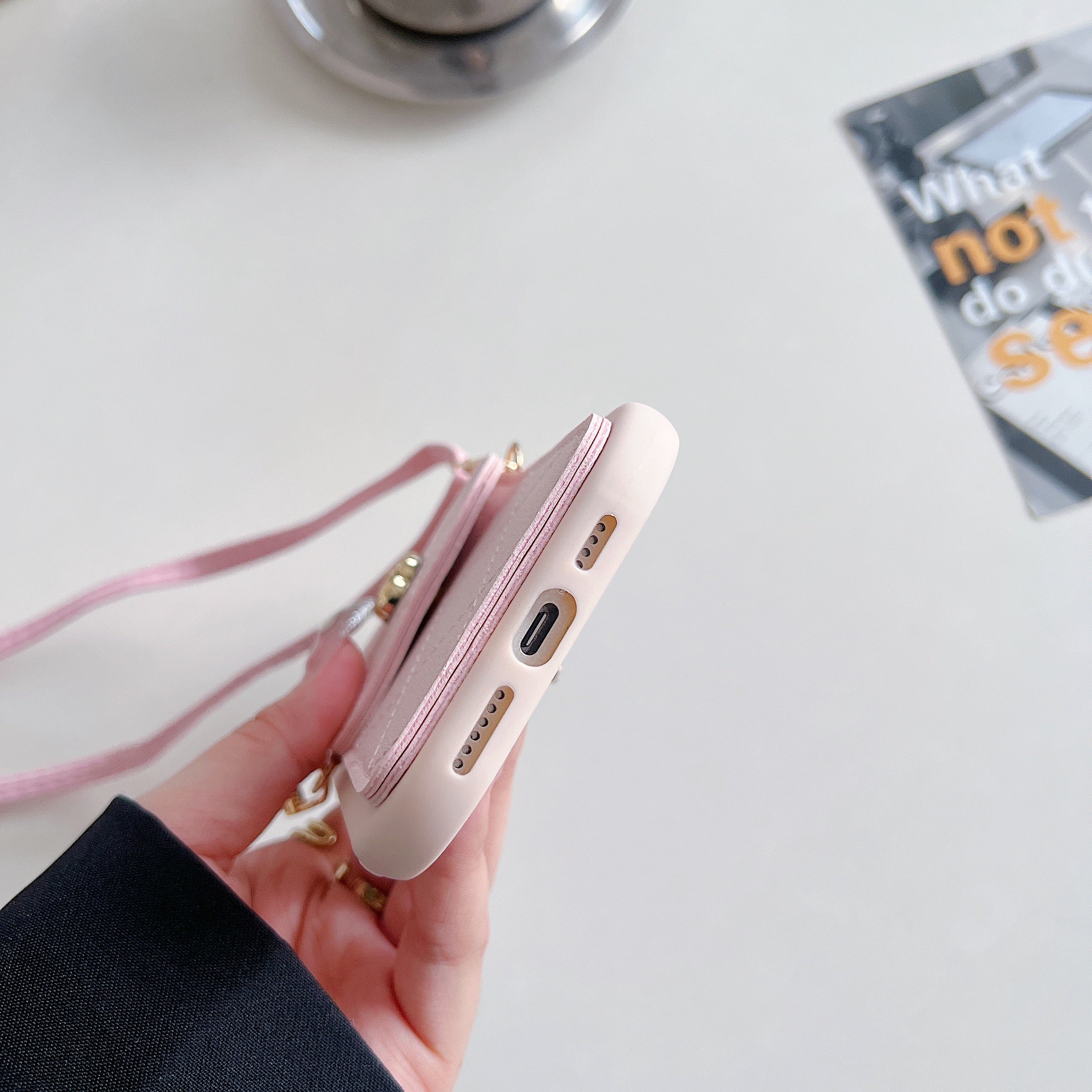 Pink Silicon Phone Case With Card-Cash Wallet