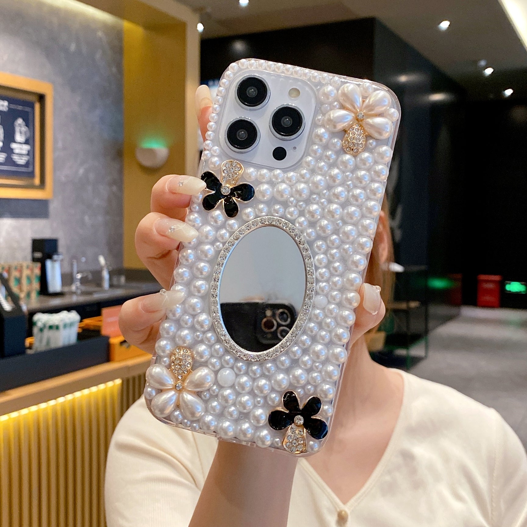 Pearl With Mirror Silicon Phone Case For iPhone 12 Pro