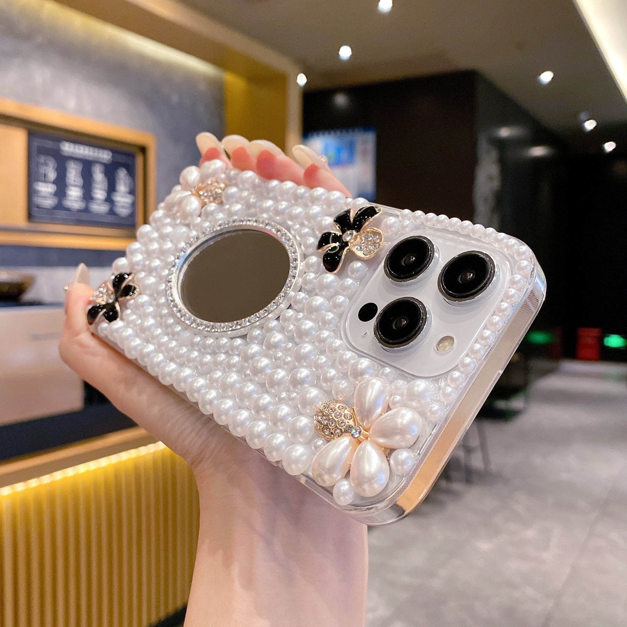 Pearl With Mirror Silicon Phone Case