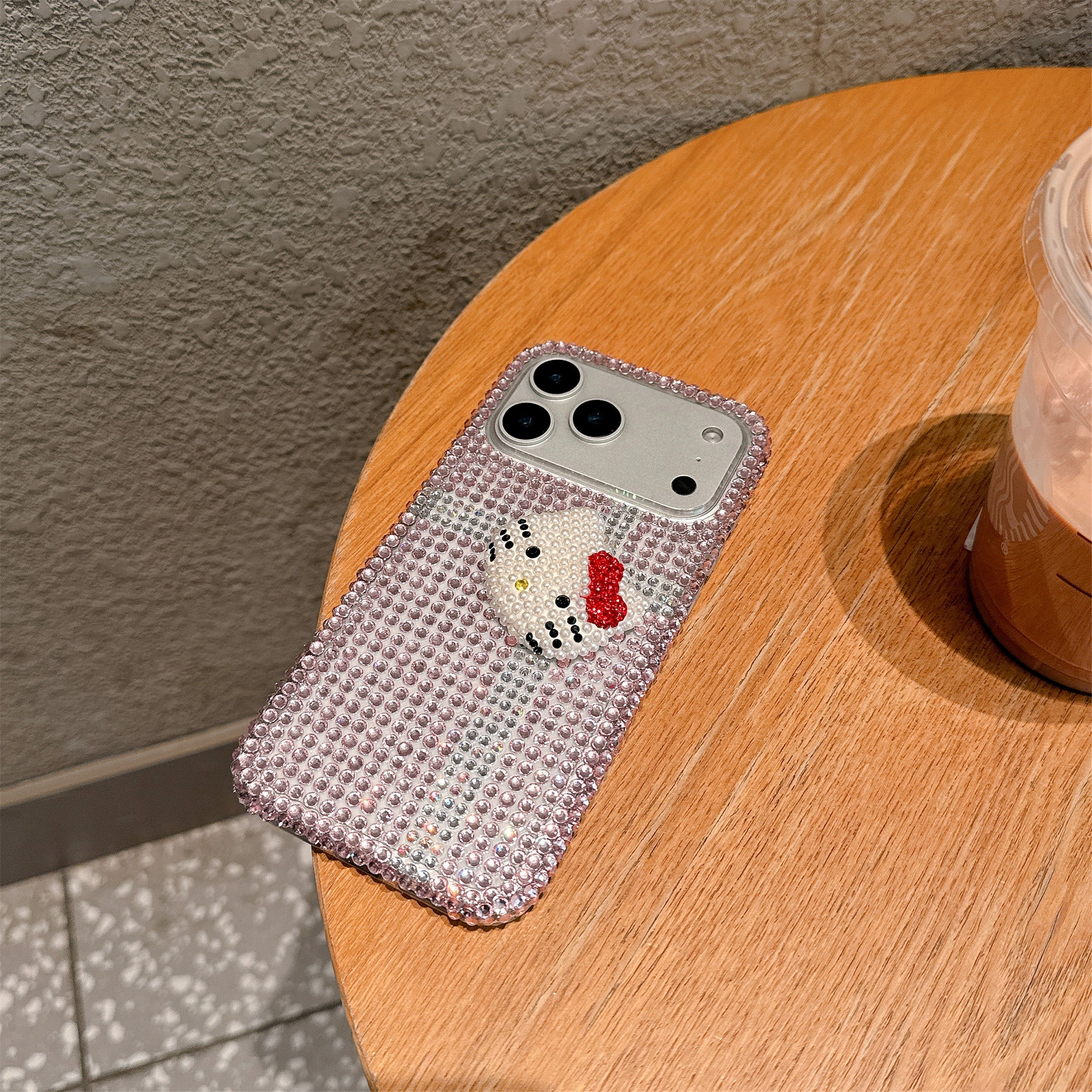 Pink Diamond Bliss Phone Case — Luxury Handcrafted Kitty Full Rhinestone Cover