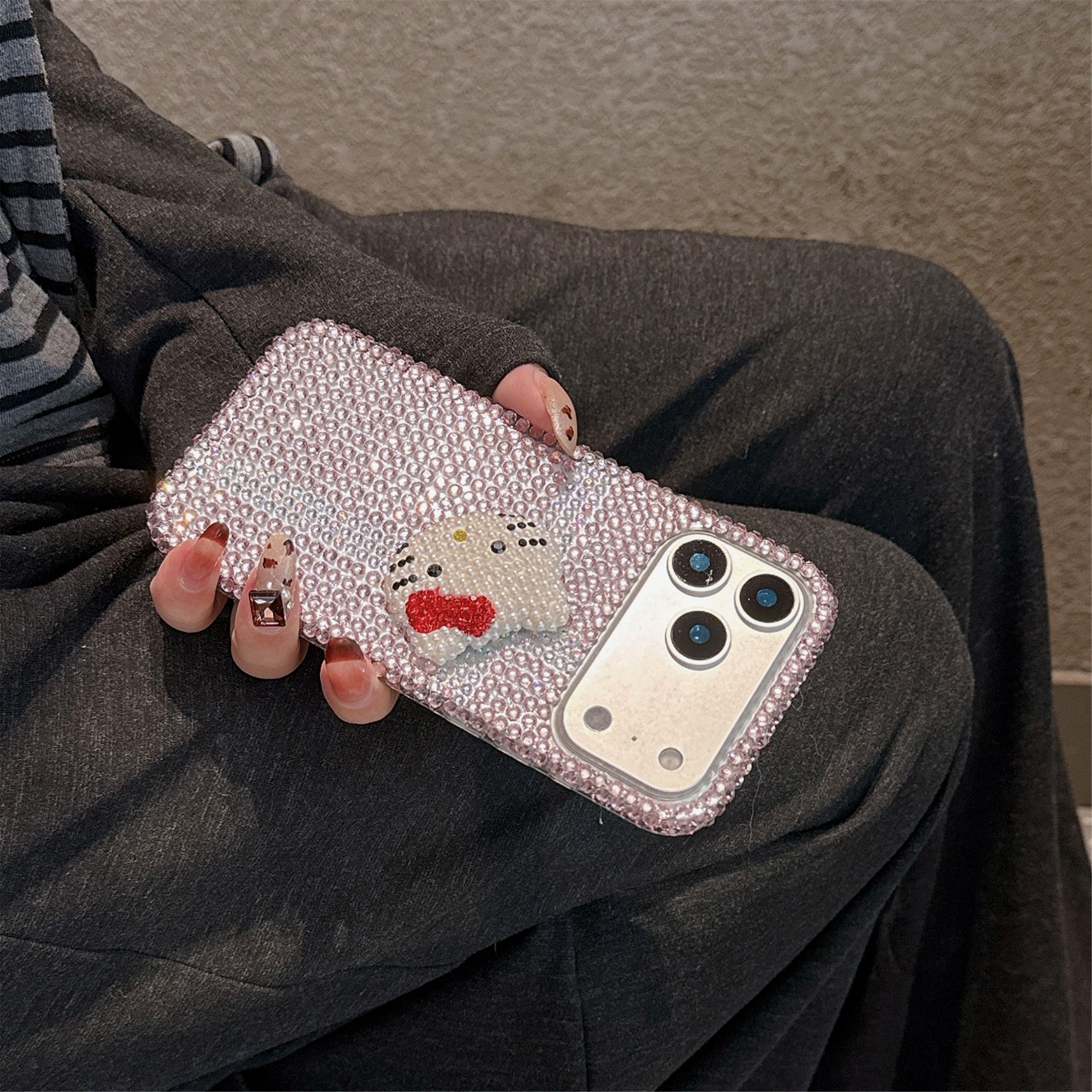 Pink Diamond Bliss Phone Case — Luxury Handcrafted Kitty Full Rhinestone Cover