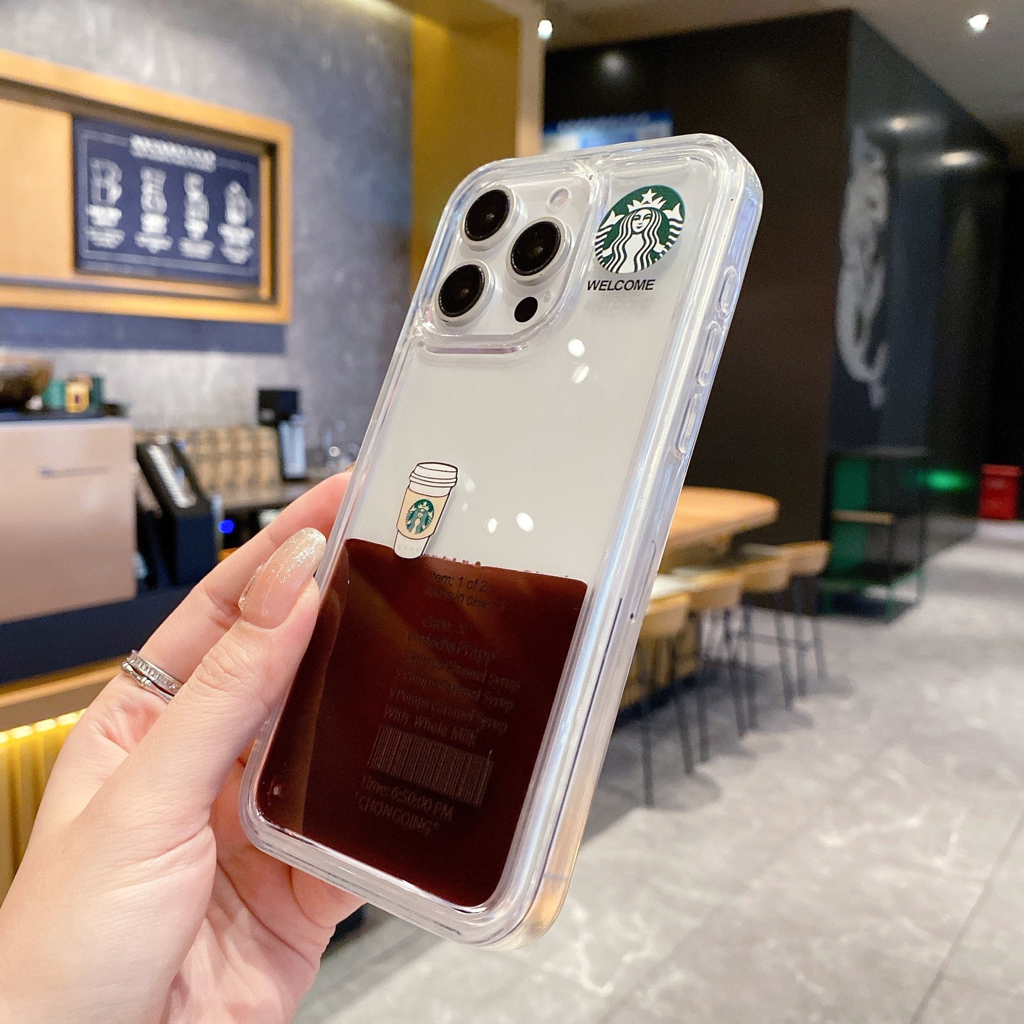 Starbcuks Liquid Coffee Floating Cup Silicon Phone Cases