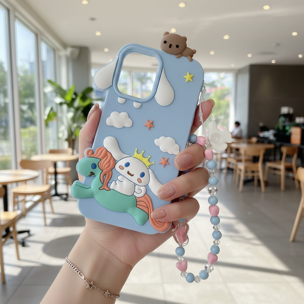 Cute 3D Unicorn Lanyard Silicone Phone Case