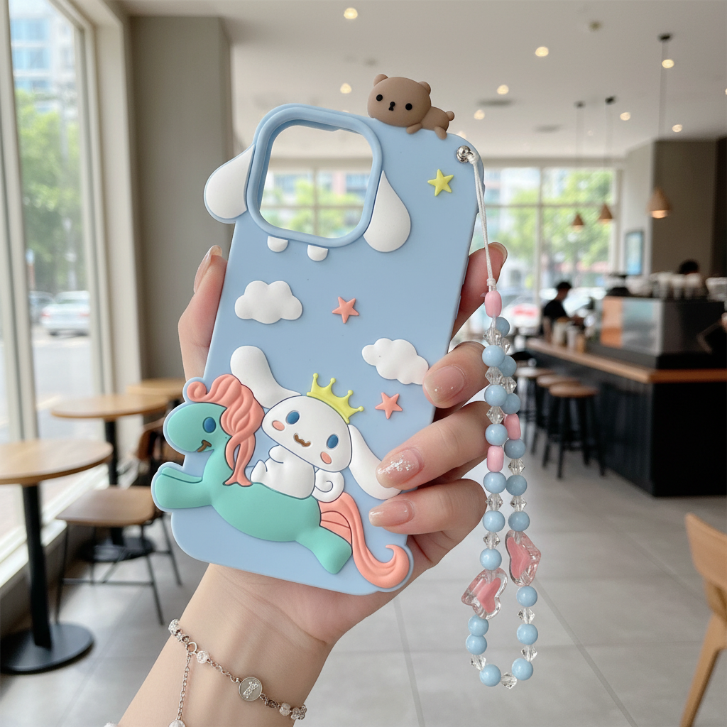 Cute 3D Unicorn Lanyard Silicone Phone Case