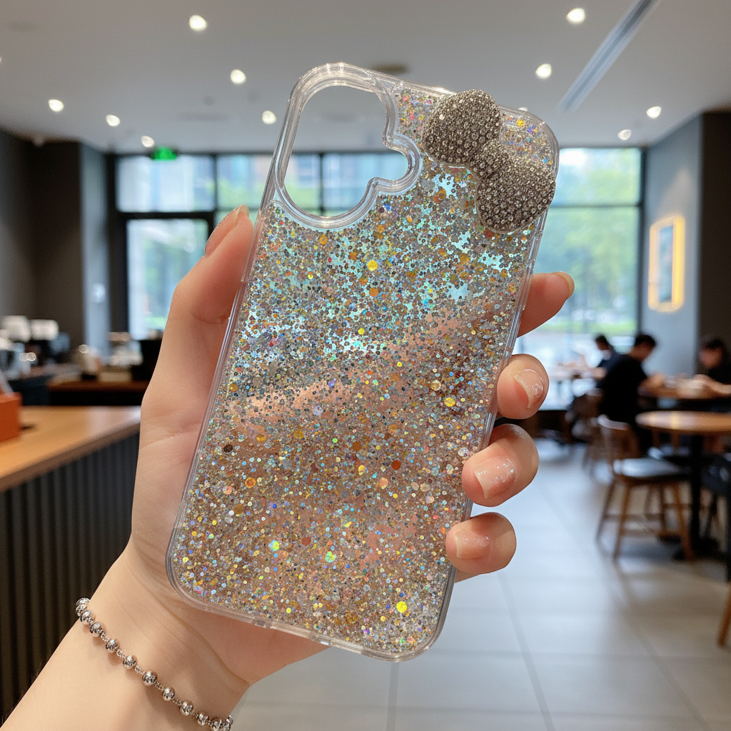 Moonlight Bow Diamond Glow Silicone Phone Case