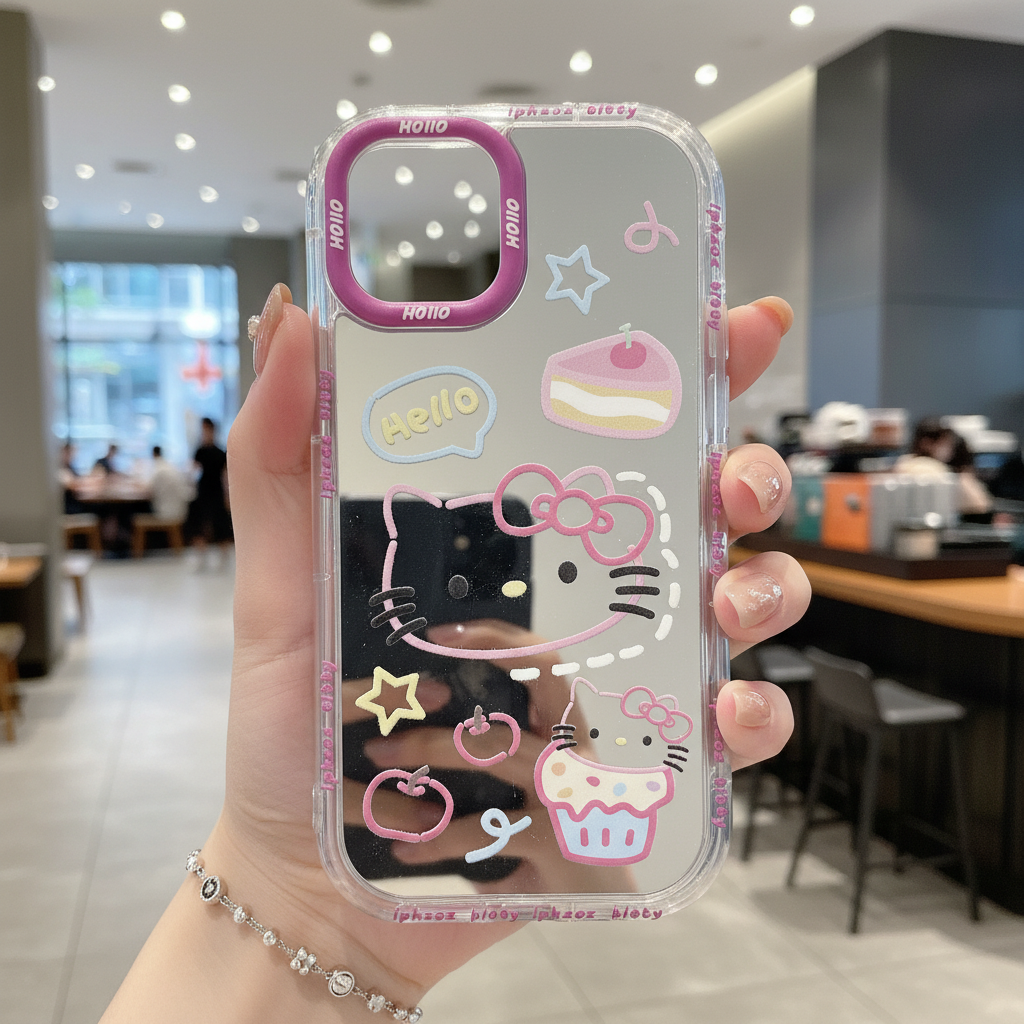 Lovely Hello Kitty Mirror Silicon Phone Cases