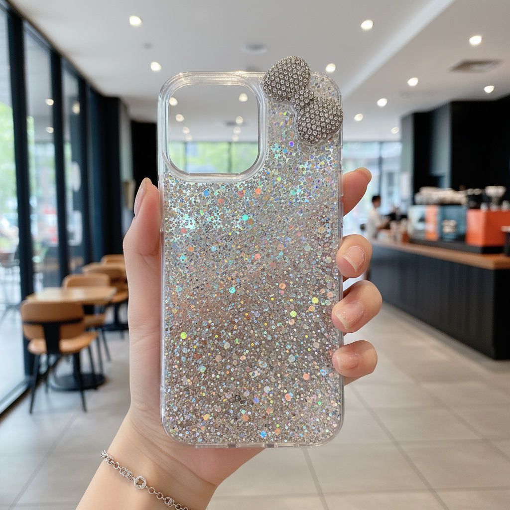 Moonlight Bow Diamond Glow Silicone Phone Case