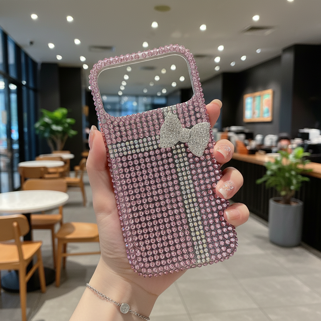 Glitz & Ribbon Elite Case 3D Crystal Encrusted Bow Pink Shield