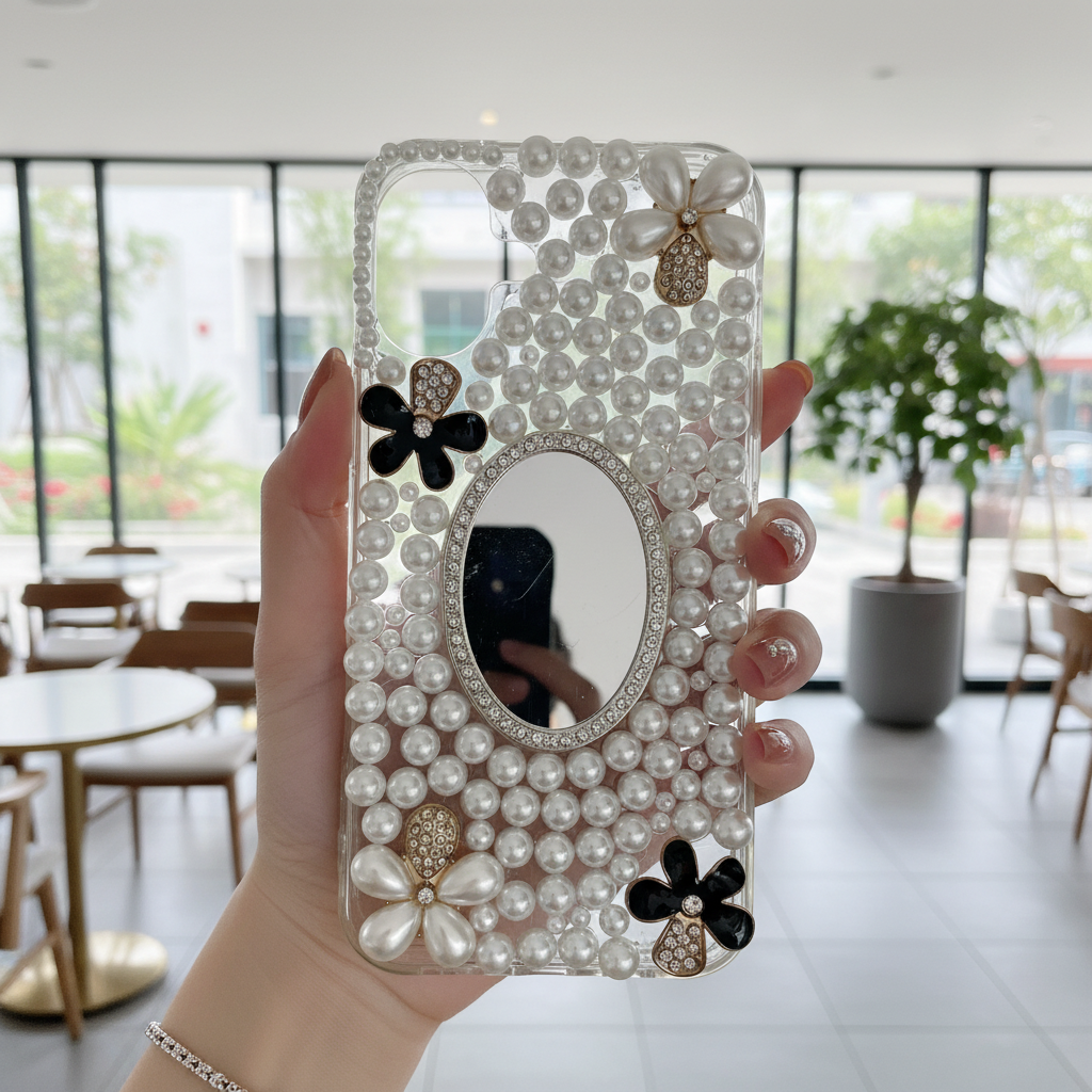 Pearl With Mirror Silicon Phone Case