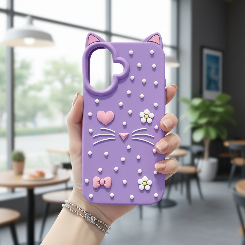 Kitty Whiskers Pearl Decorated Phone Cover - Phone Case For iPhone 17