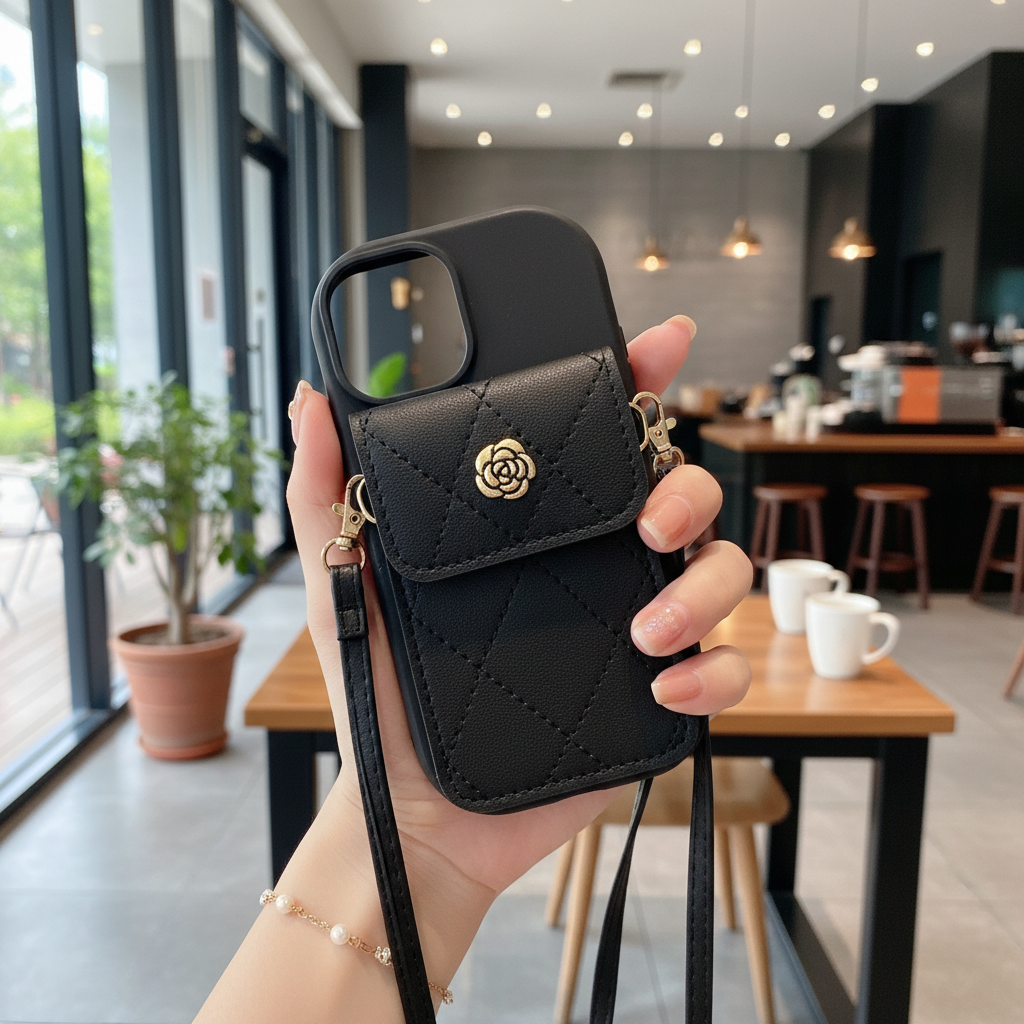 Black Silicon Phone Case With Card-Cash Wallet