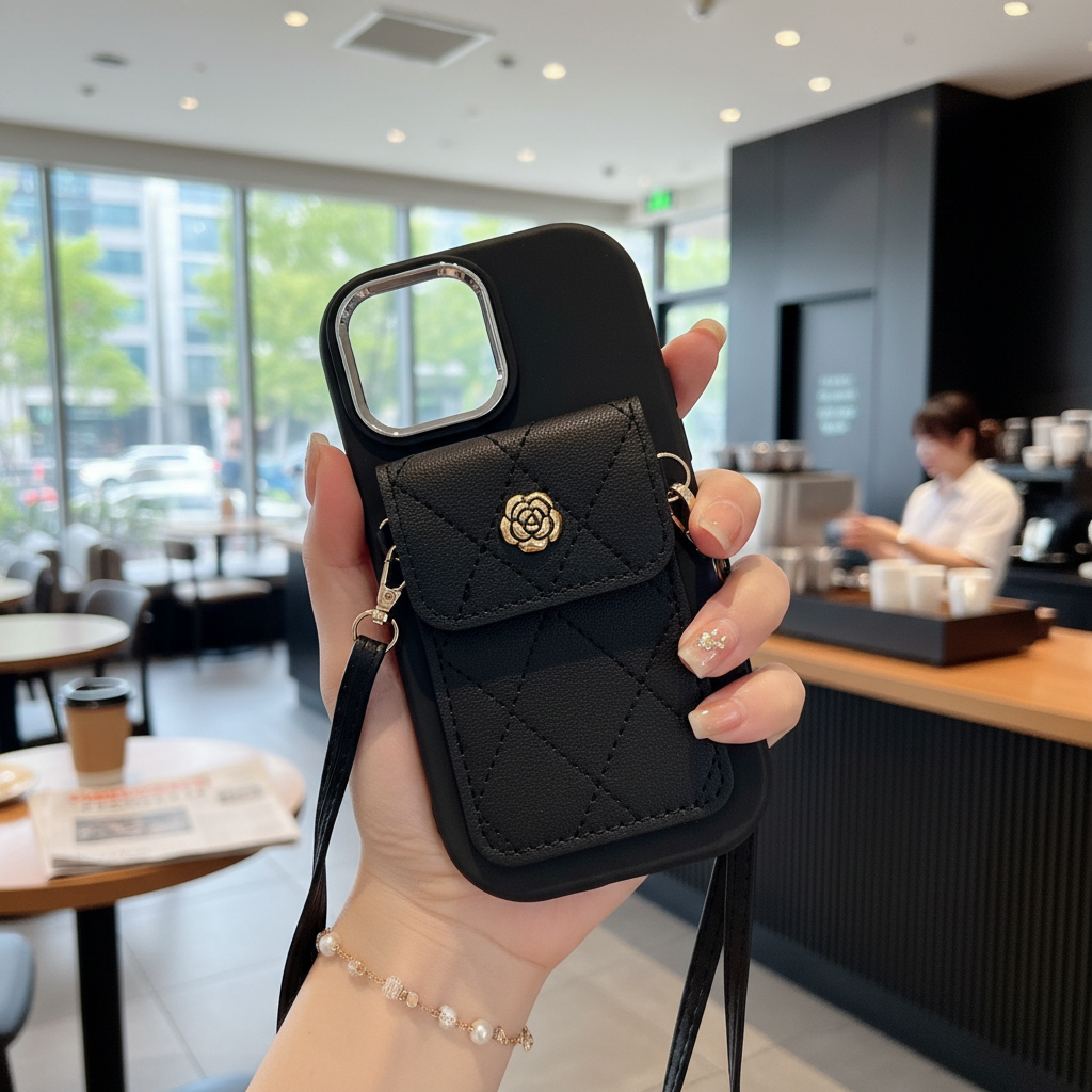 Black Silicon Phone Case With Card-Cash Wallet