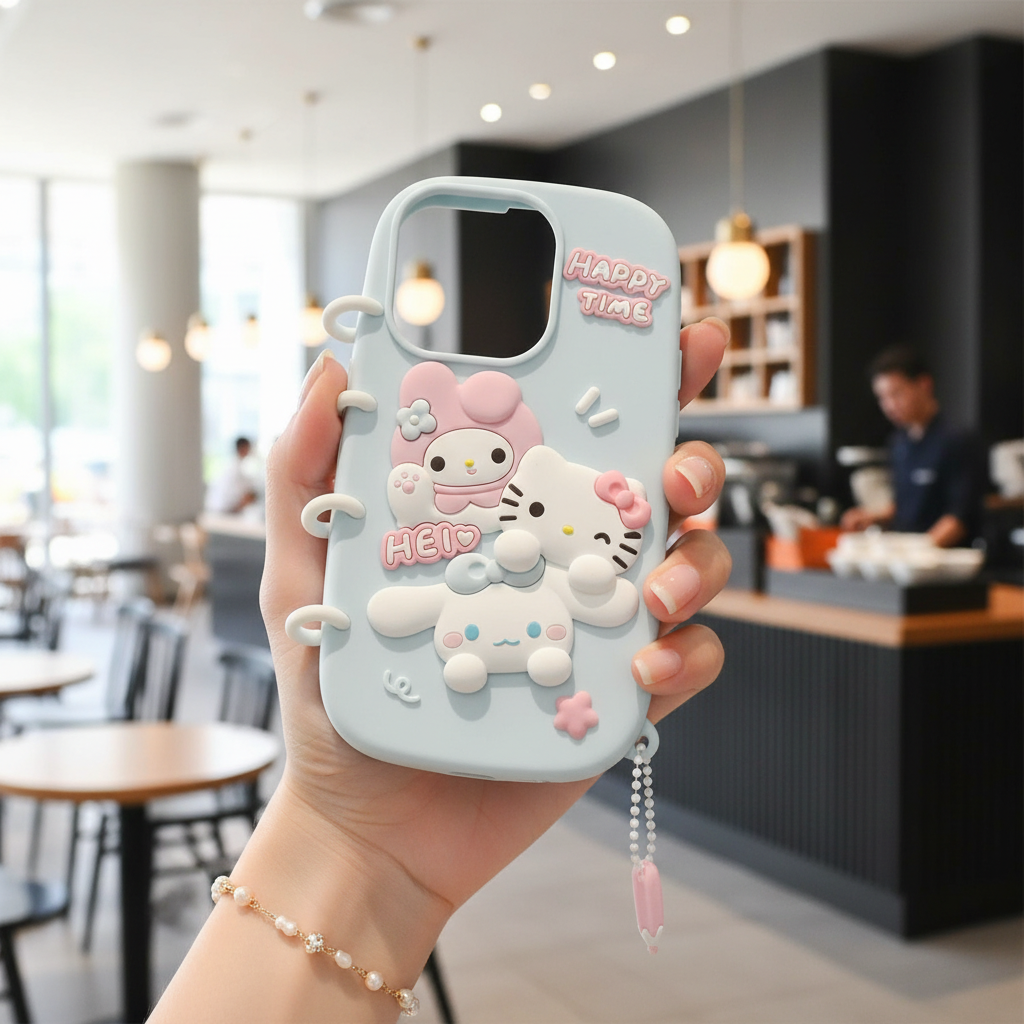 Spiral Happy Time Kitty Silicone Phone Case
