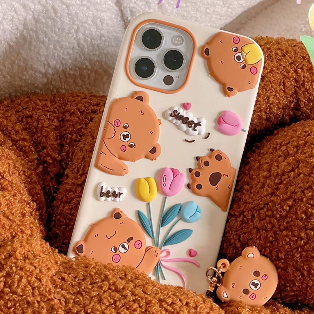 Sweet Tulip Bear With Sweet Charm Silicon Phone Cases