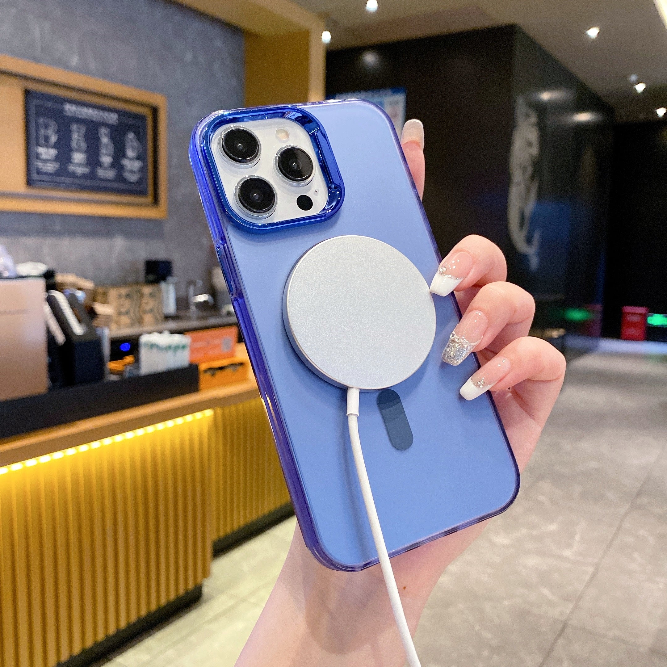 Blue Luxury Smoky Phone Case With Magsafe