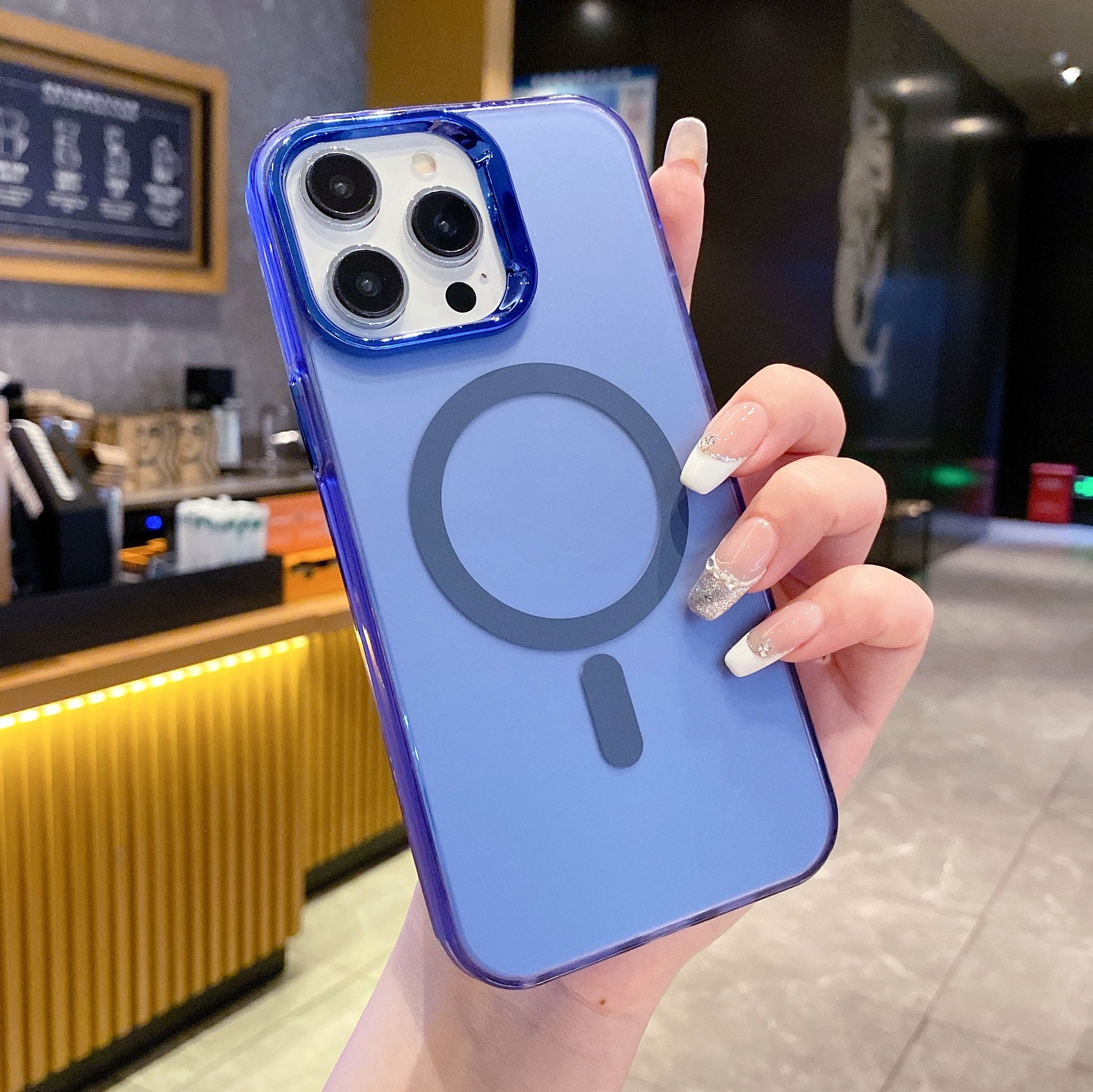 Blue Luxury Smoky Phone Case With Magsafe