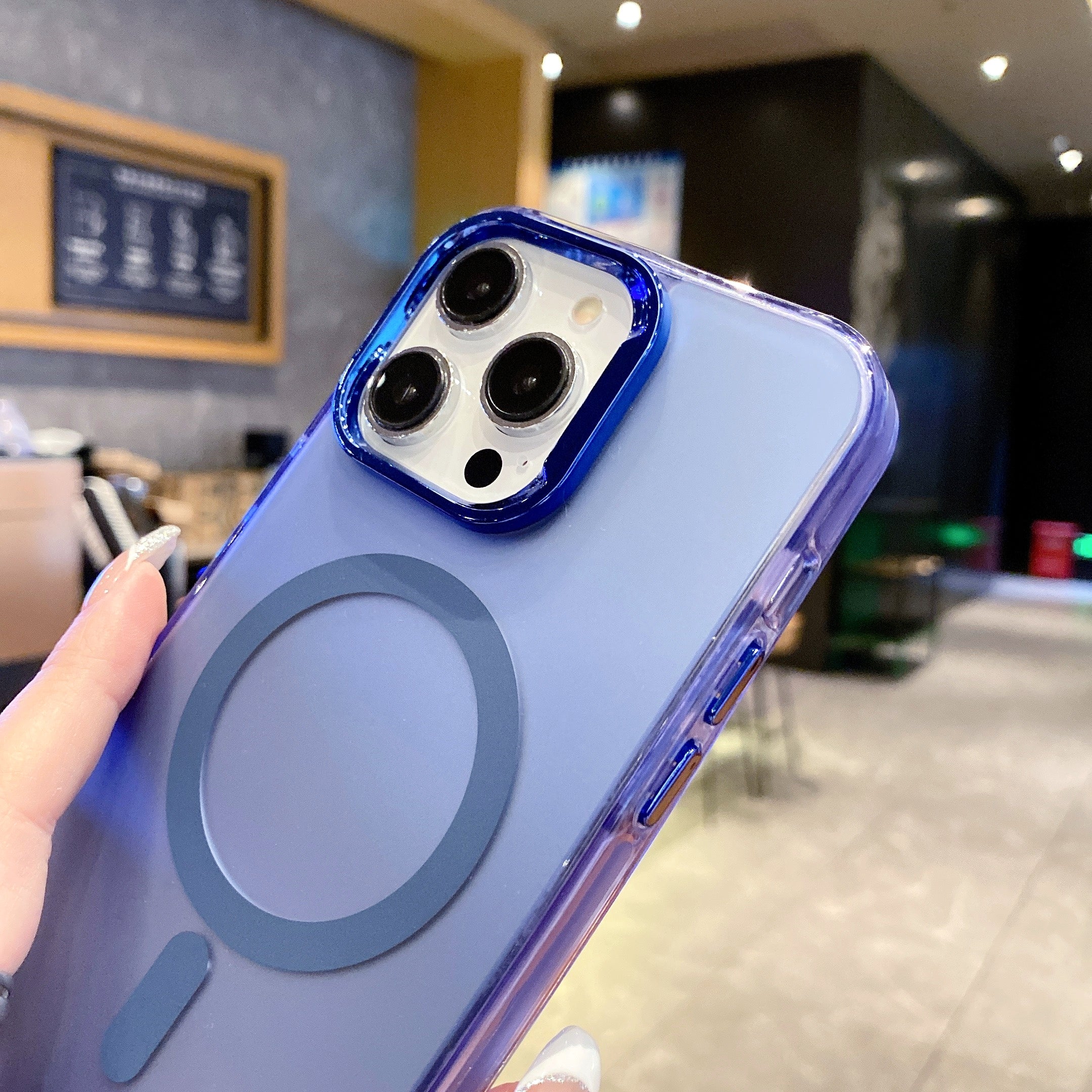 Blue Luxury Smoky Phone Case With Magsafe