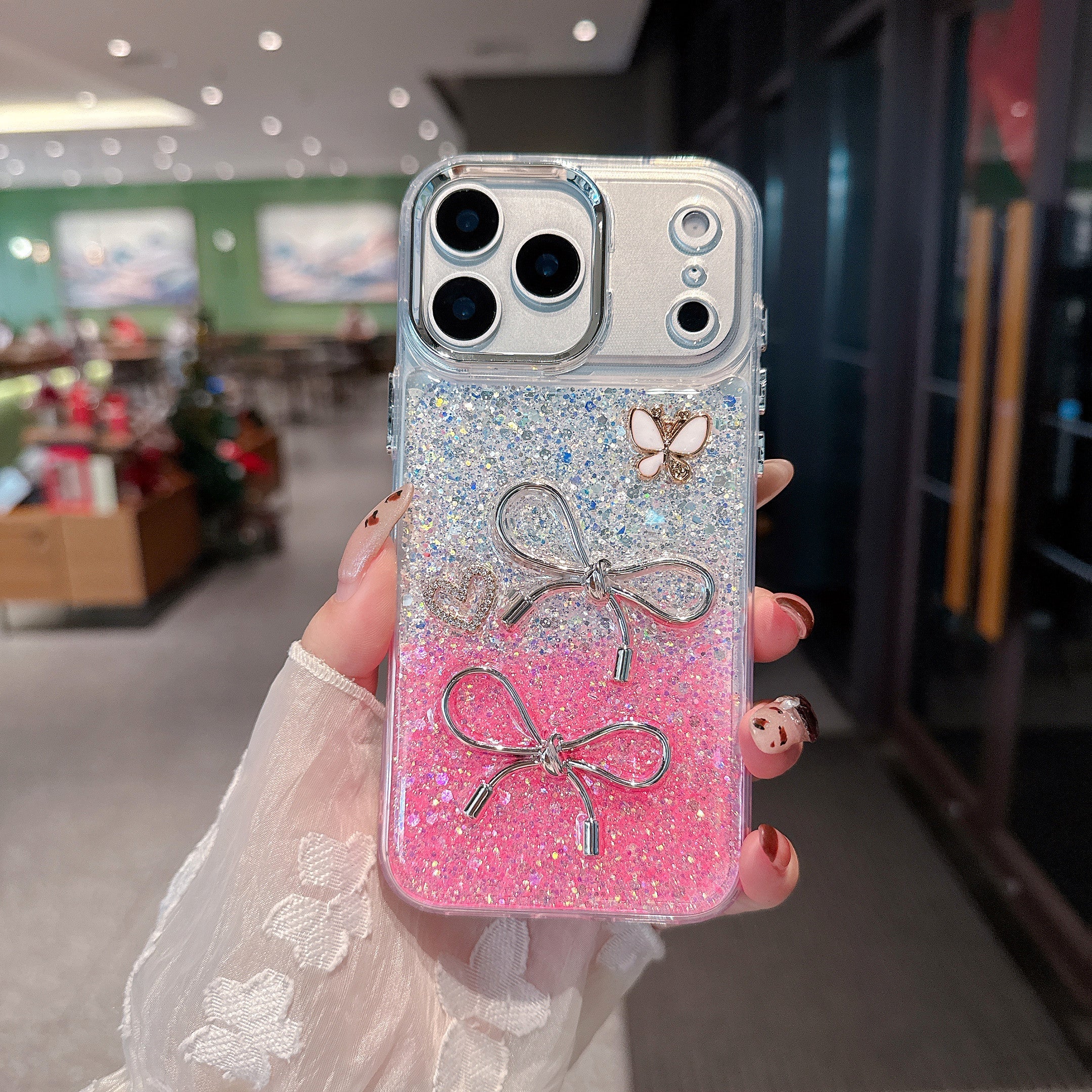 Fairy Bow Dreamy Silver Pink Silicone Phone Case For iPhone 13