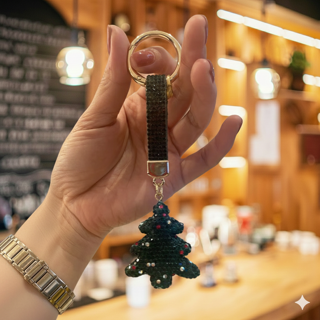 Luxury Bling Christmas Tree Keyring - Premium Holiday Gift & Purse Accessory