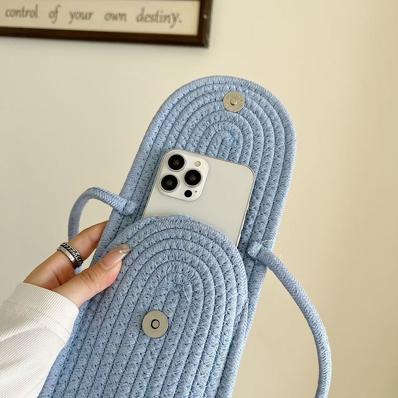 Stylish Flower Jute Sling Bag Silicon Phone Cases