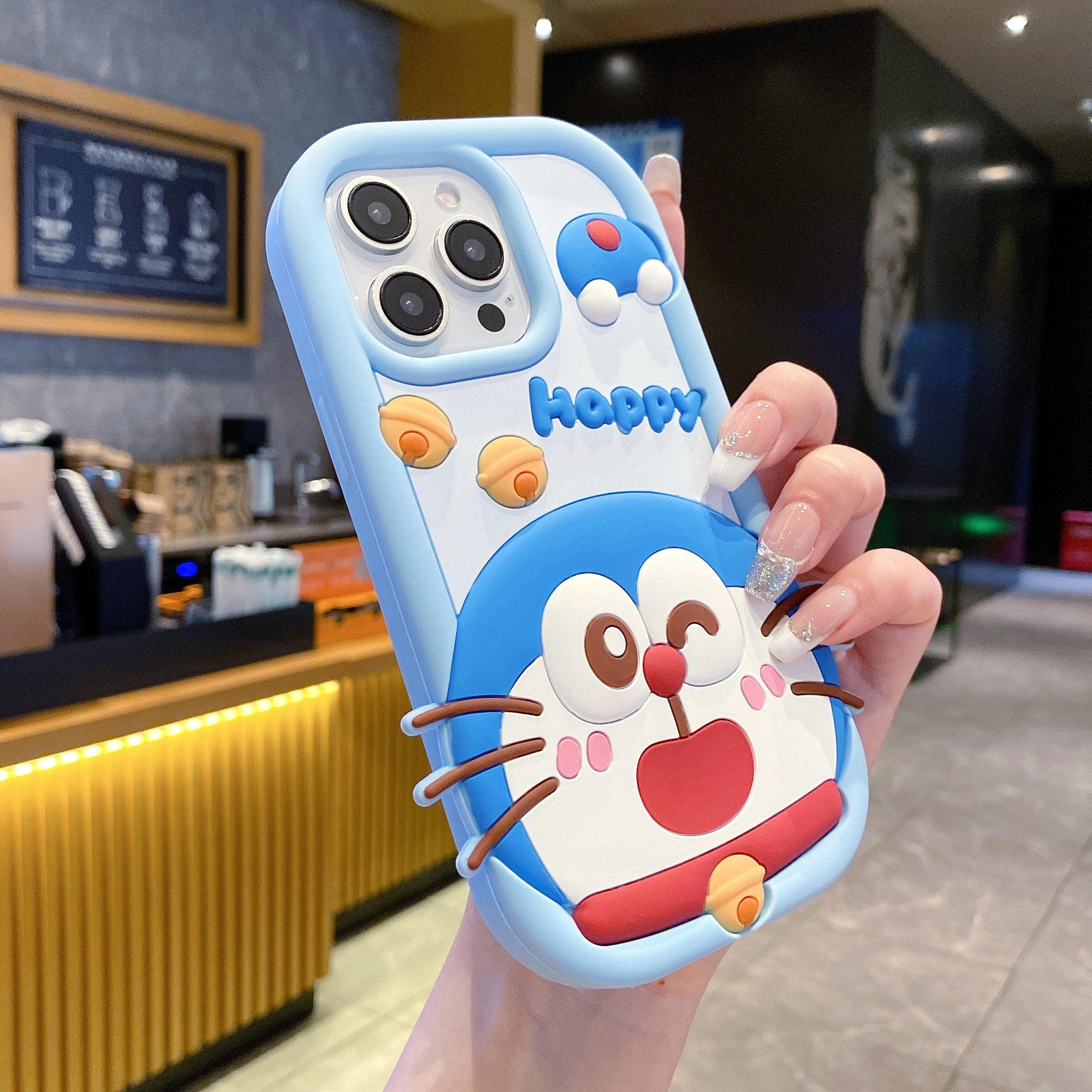 Happy Doraemon Silicon Phone Case For iPhone