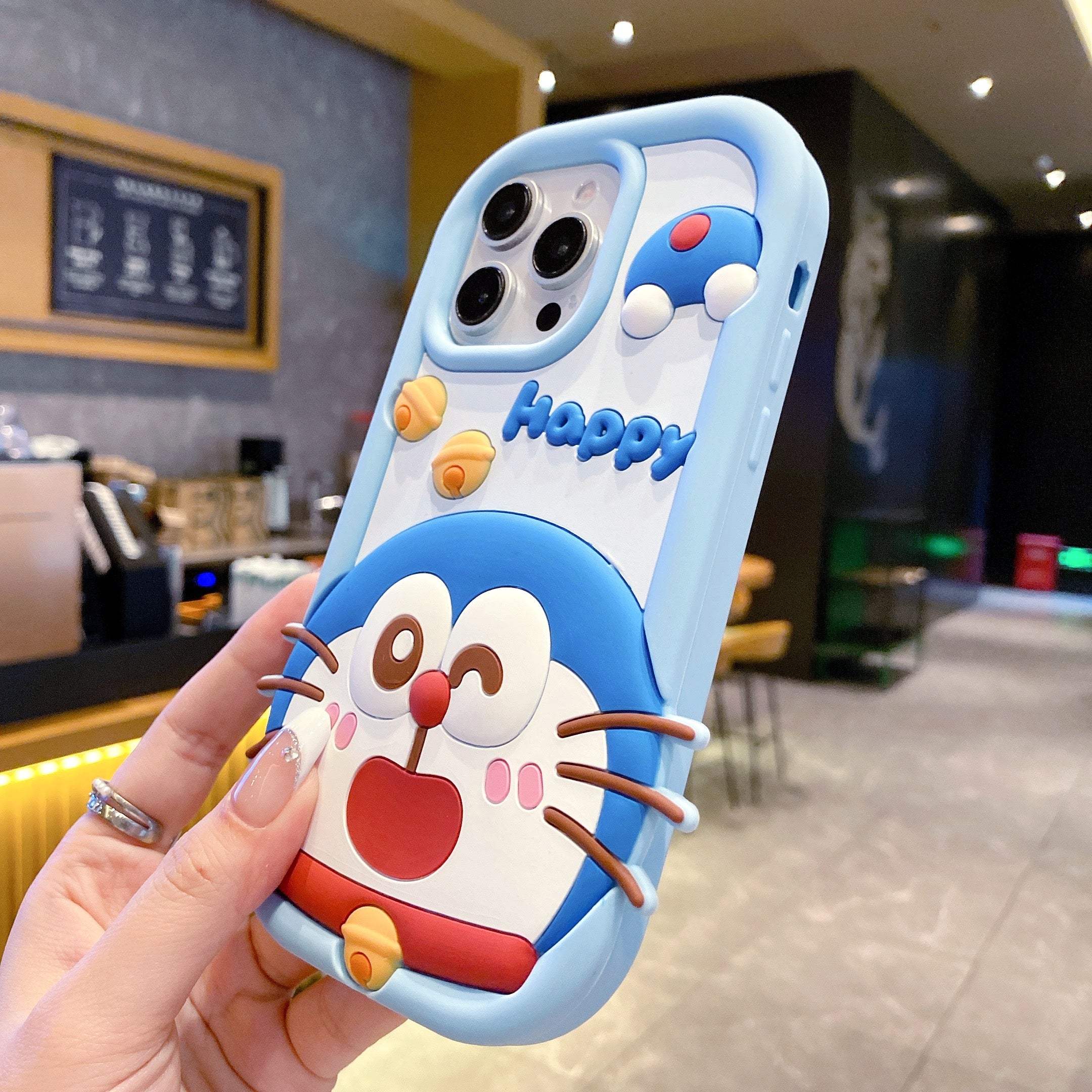 Happy Doraemon Silicon Phone Case For iPhone