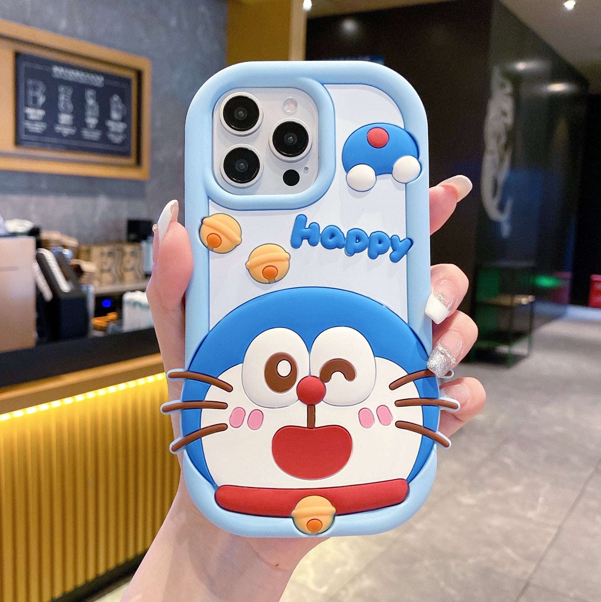 Happy Doraemon Silicon Phone Case For iPhone