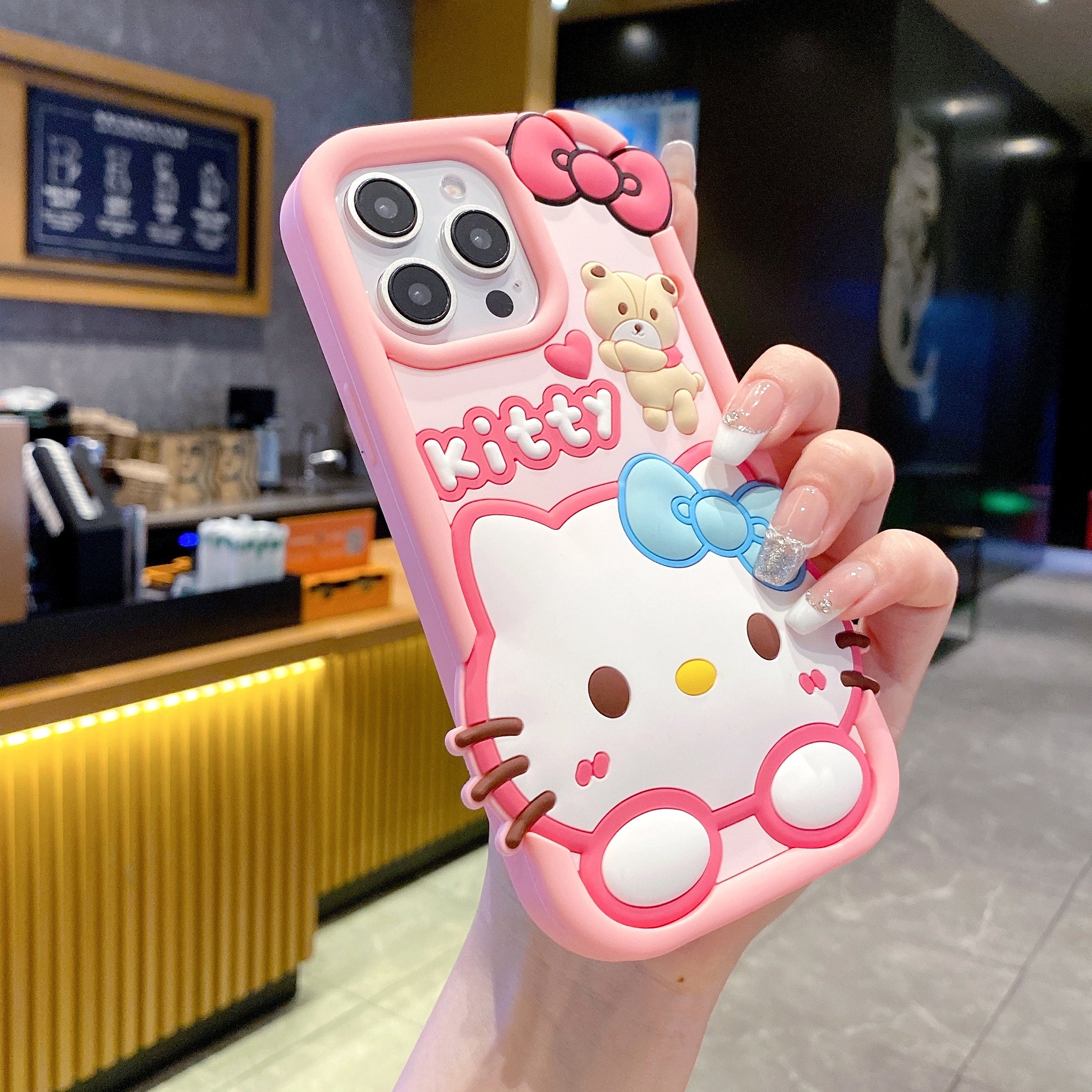 Bow Bear Kitty Silicon Phone Case For iPhone