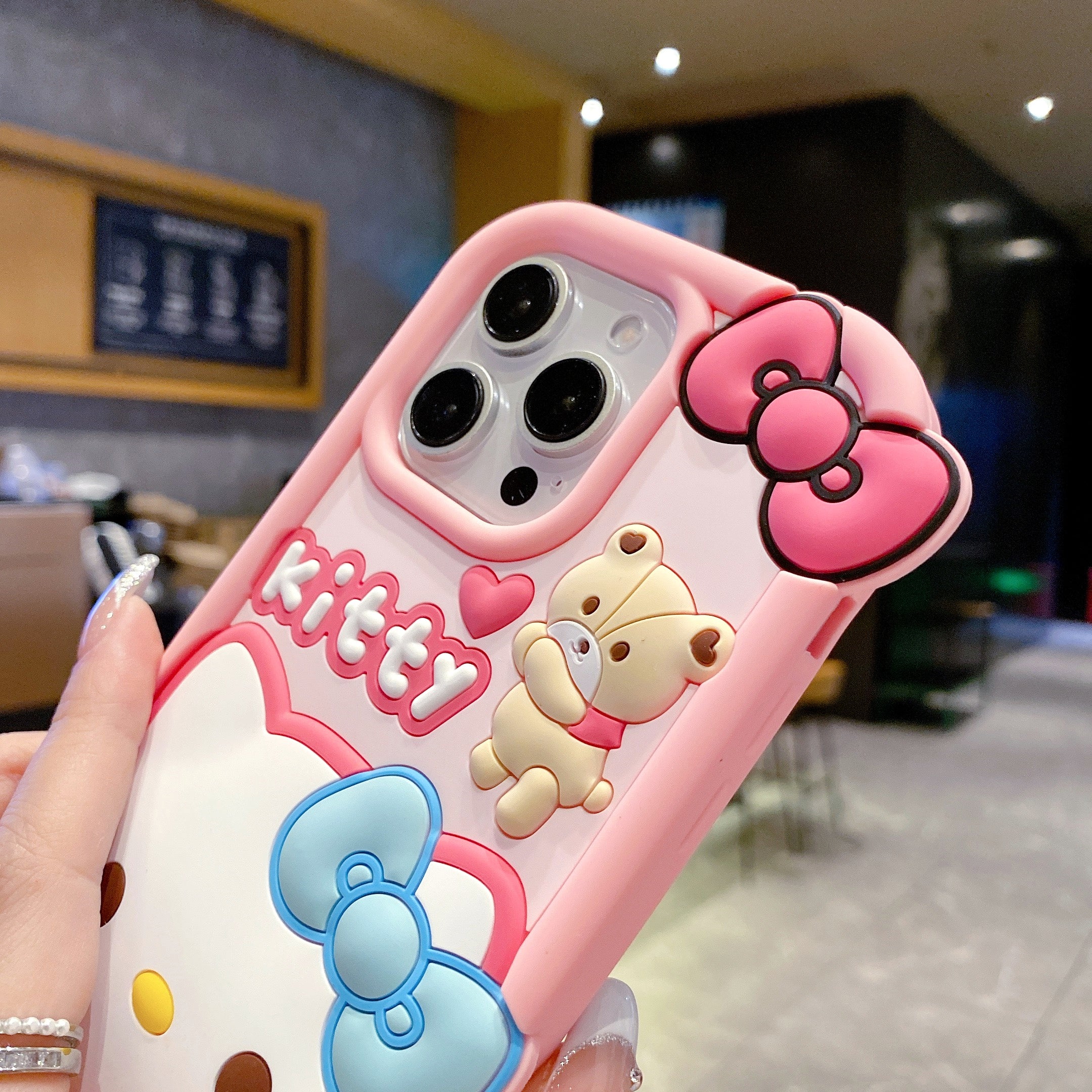 Bow Bear Kitty Silicon Phone Case For iPhone