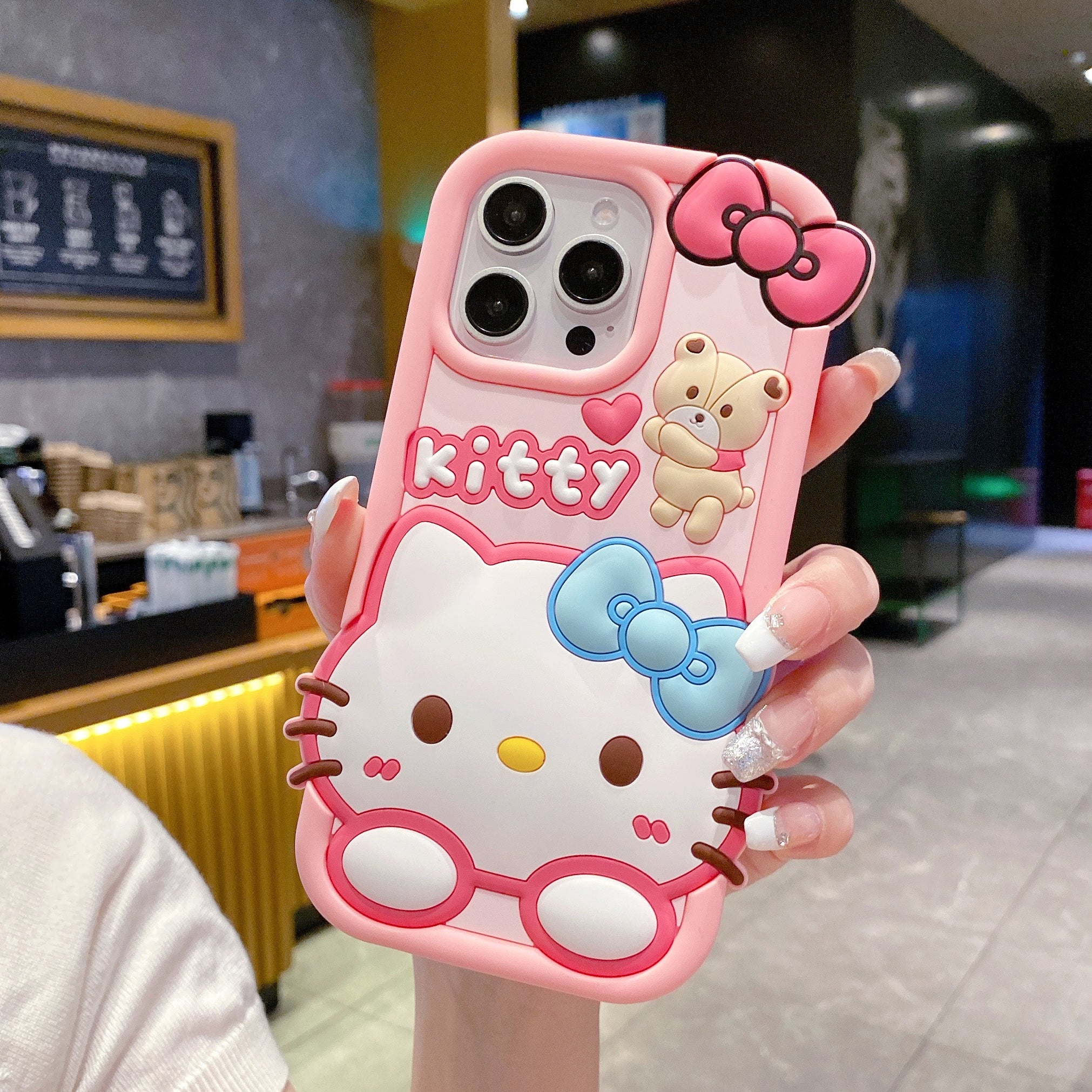 Bow Bear Kitty Silicon Phone Case For iPhone