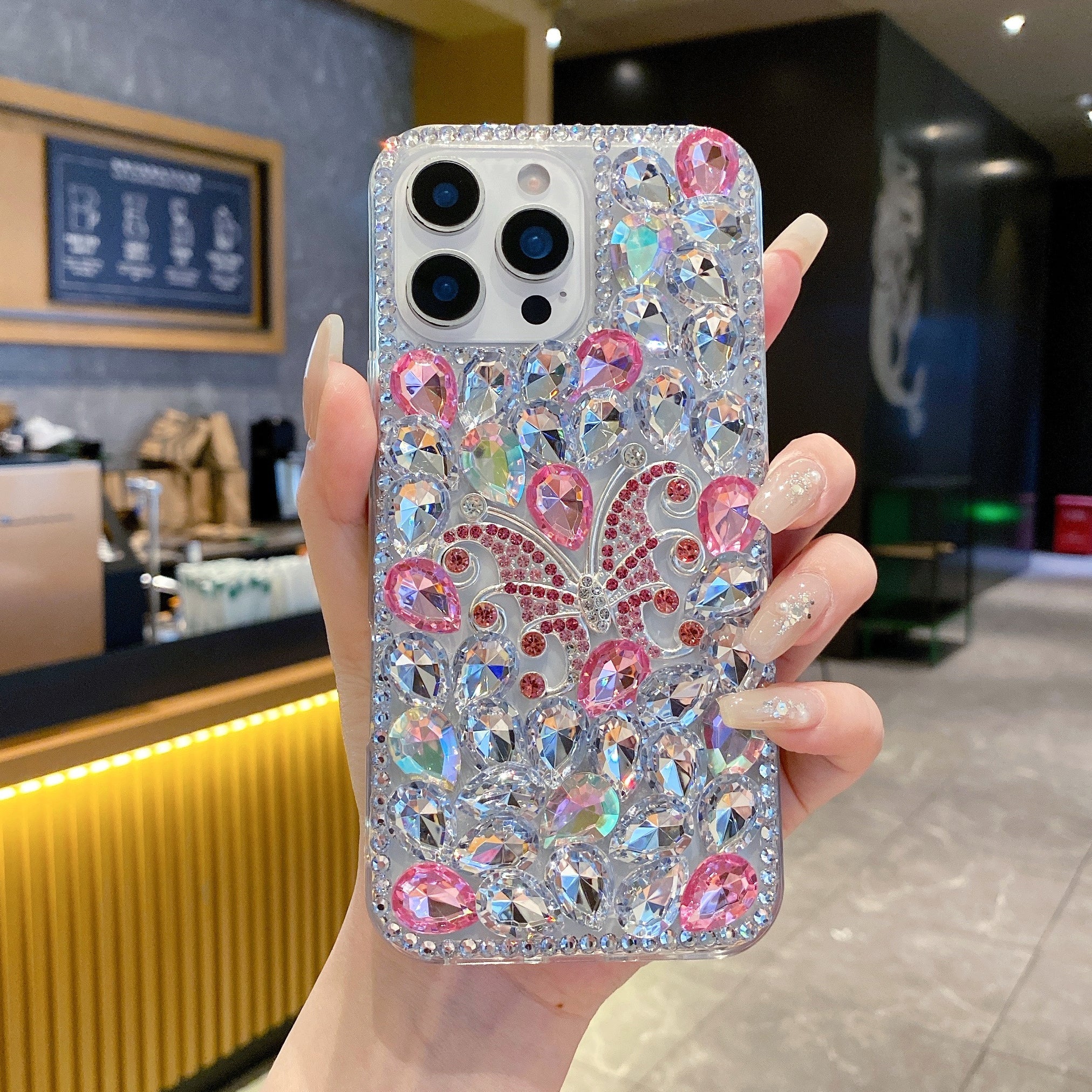 Luxury Crystal Diamond Butterfly Bling Phone Case For iPhone 13
