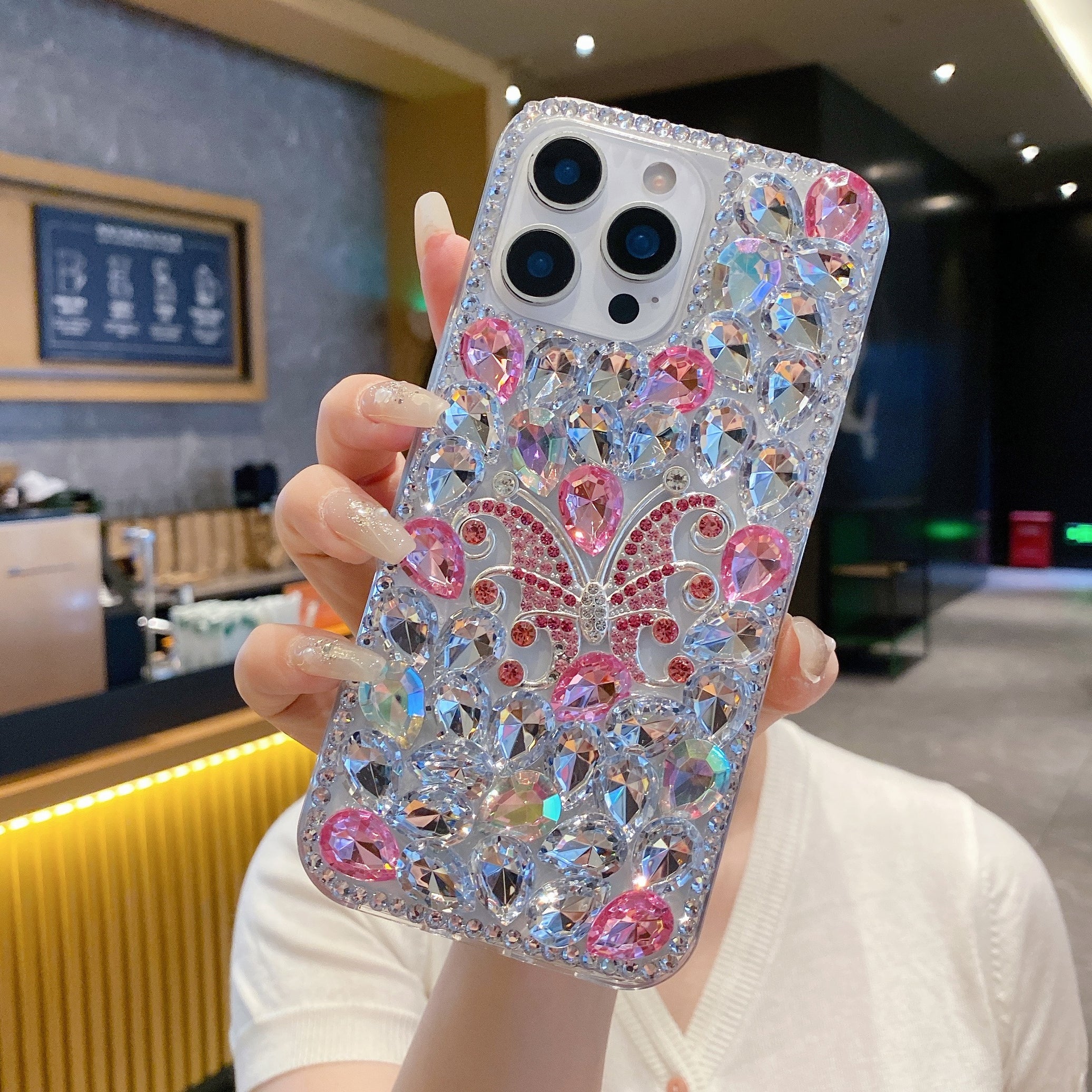 Luxury Crystal Diamond Butterfly Bling Phone Case For iPhone 13