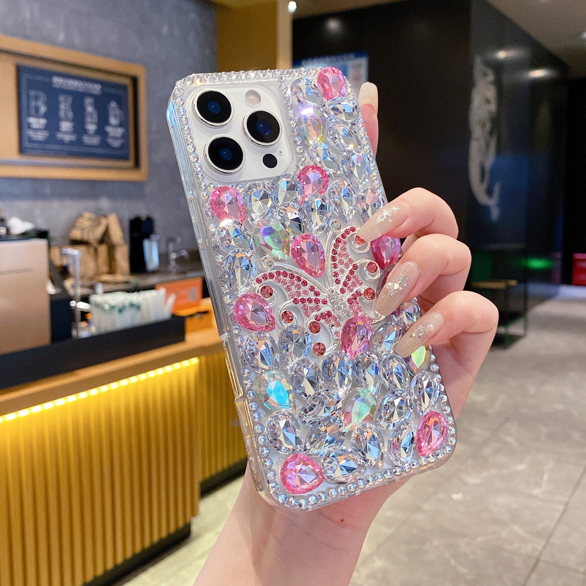 Luxury Crystal Diamond Butterfly Bling Phone Case For iPhone 13