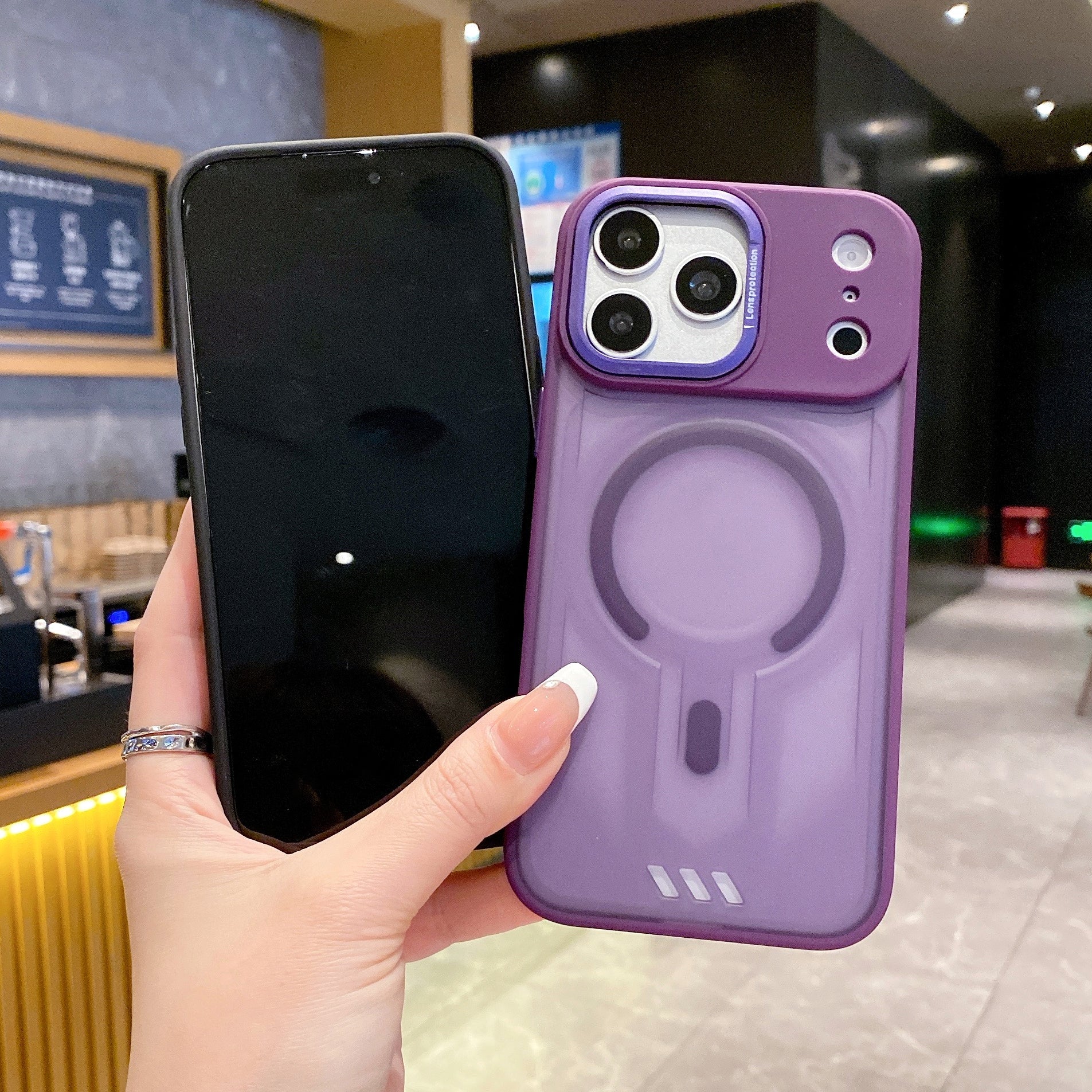 Midnight Purple MagSafe Ring Silicone Case For iPhone 13