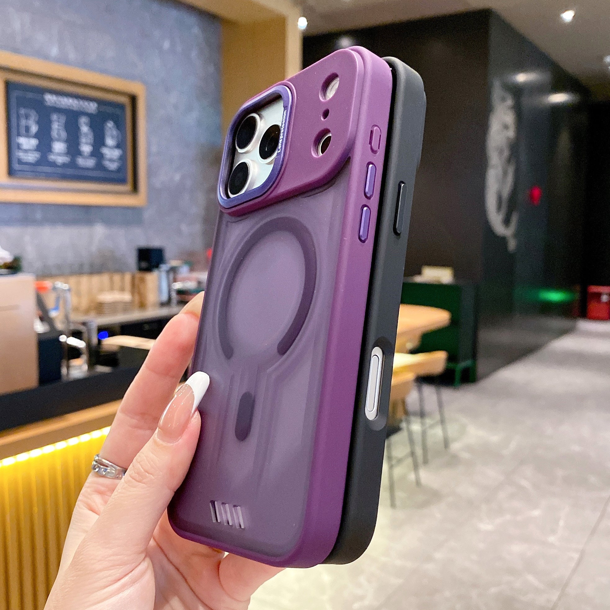 Midnight Purple MagSafe Ring Silicone Case For iPhone 13