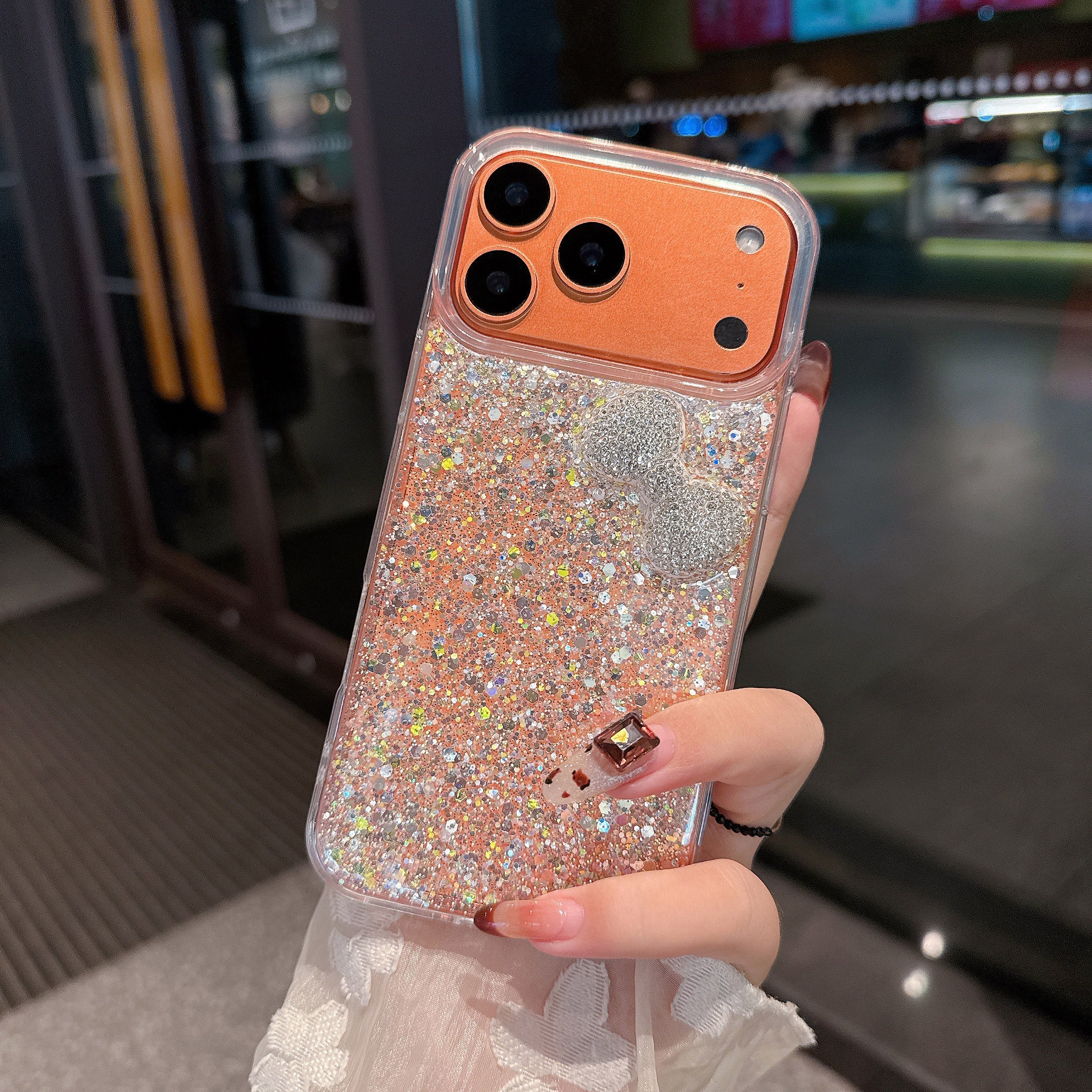 Moonlight Bow Diamond Glow Silicone Phone Case For iPhone 13