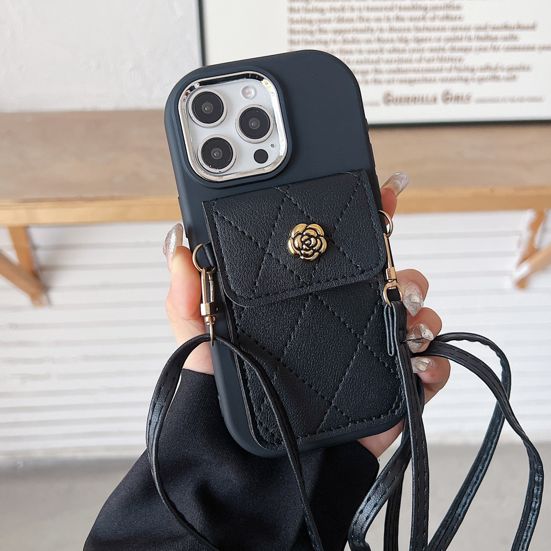 Black Silicon Phone Case With Card-Cash Wallet